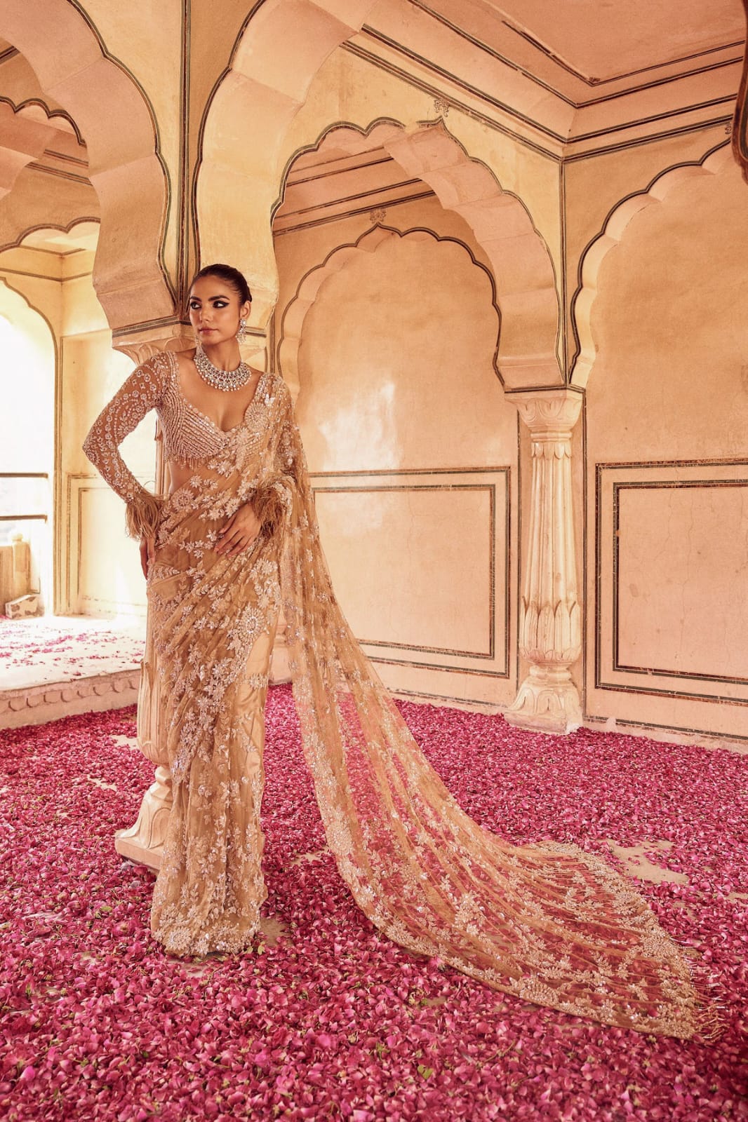 Exclusive Rich Look Sequence And Embroidered Heavy Net Saree