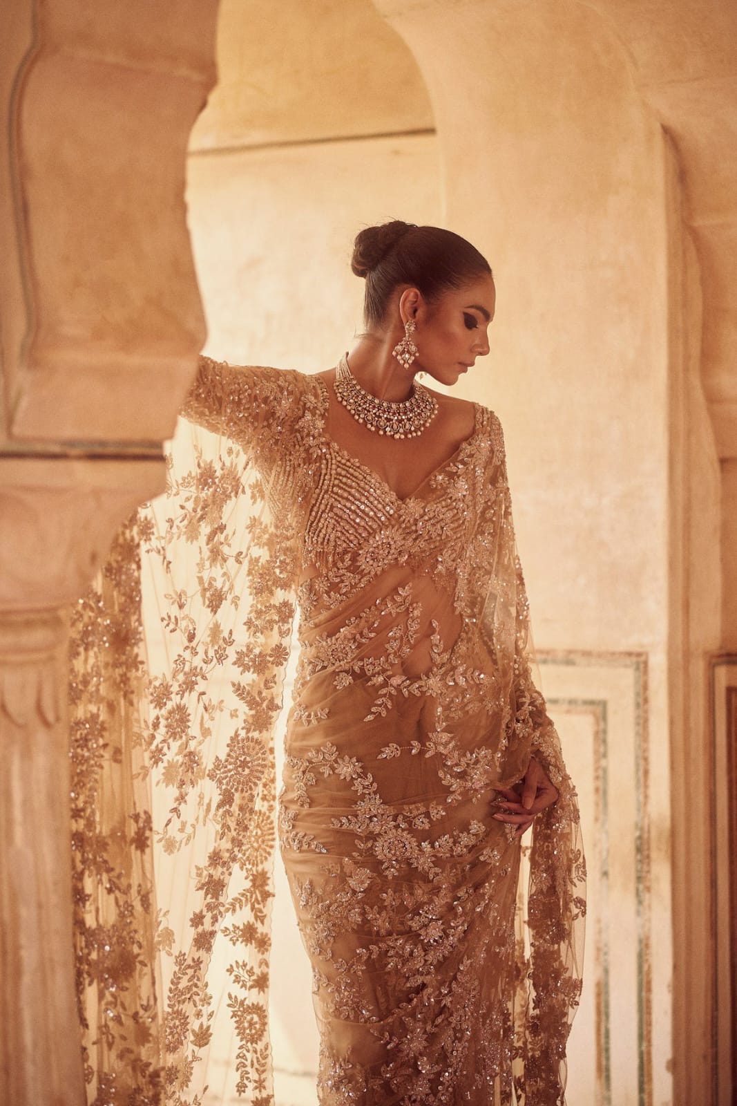 Exclusive Rich Look Sequence And Embroidered Heavy Net Saree