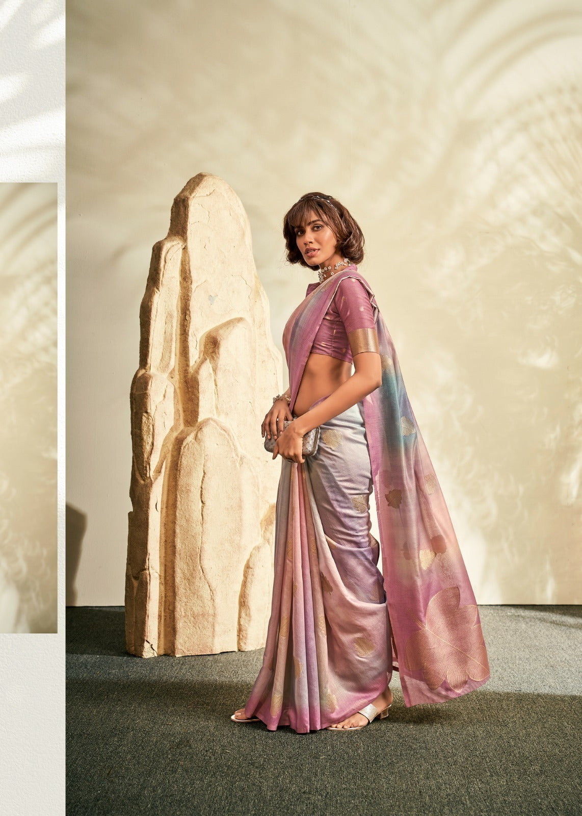 Digital Printed Textured Handloom Khadi Silk Saree