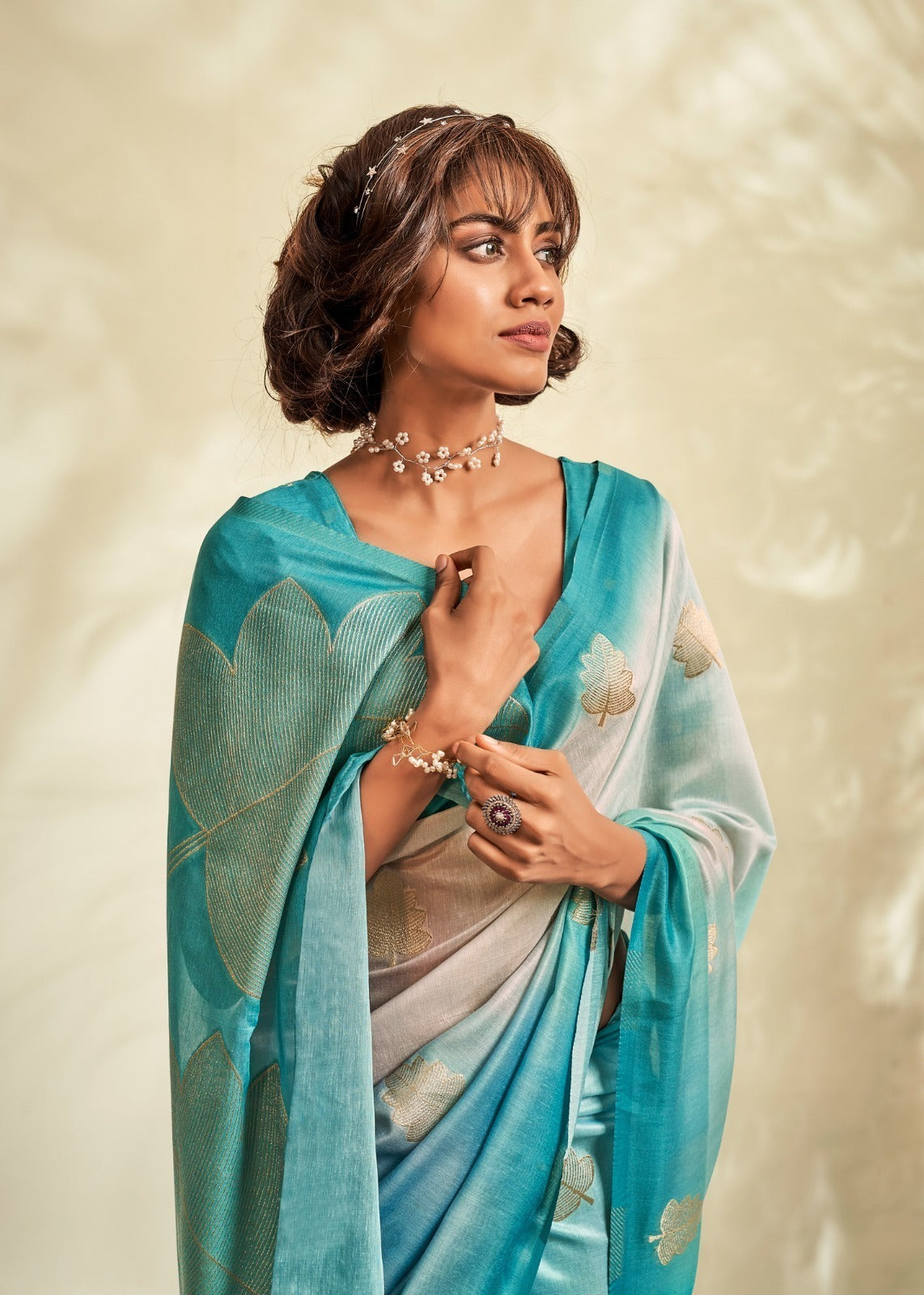 Digital Printed Textured Handloom Khadi Silk Saree