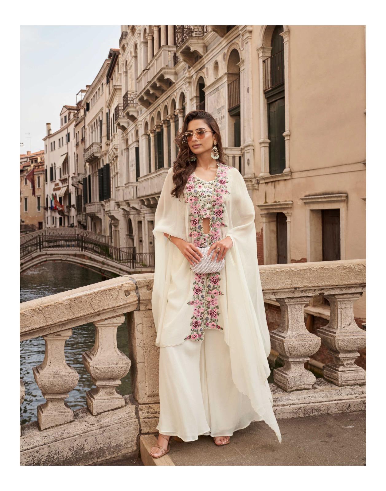 Premium Chinon & Viscose Jacquard Silk Shrug Set