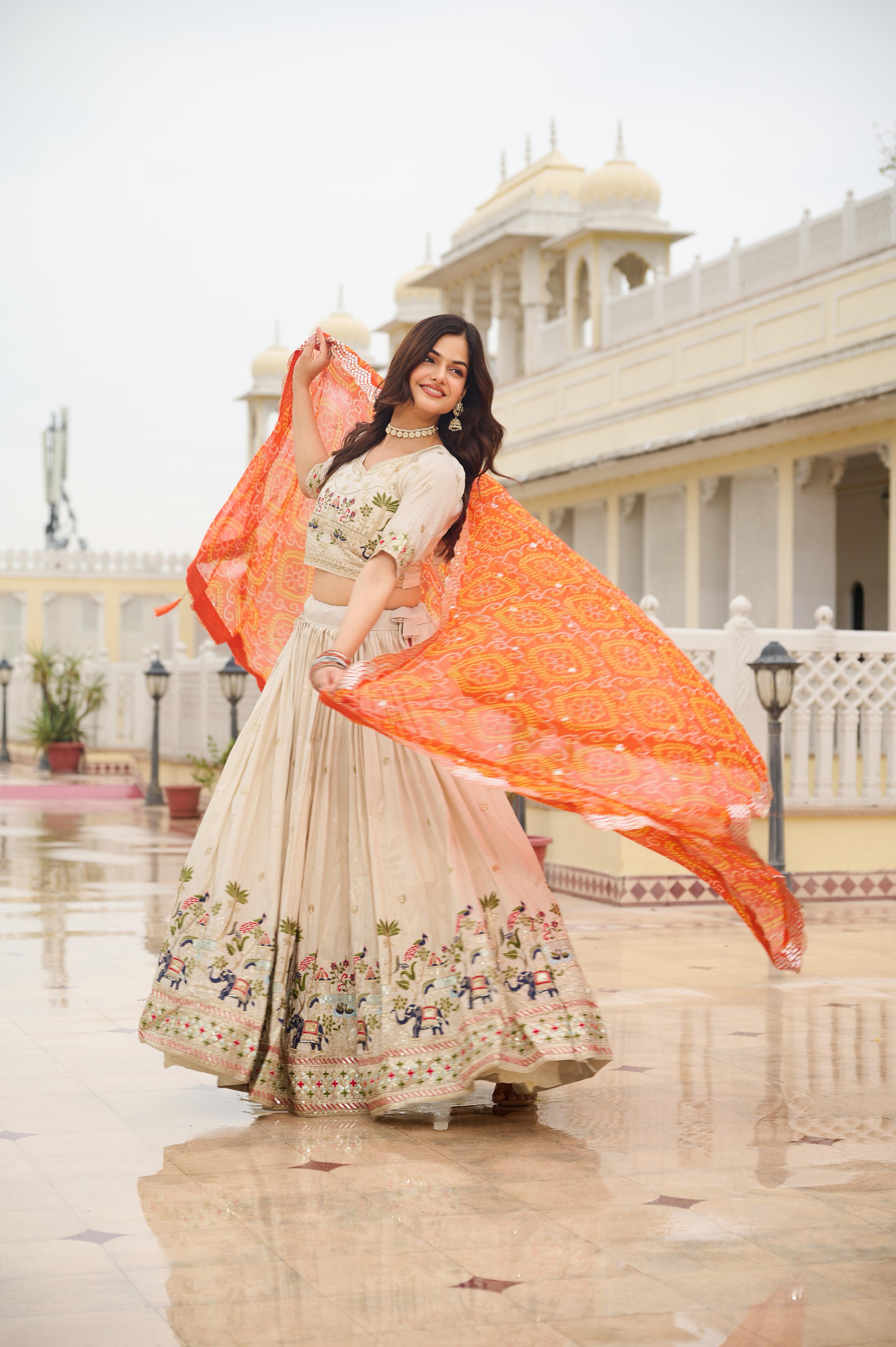 Pure Tissue Silk Lehenga Choli With Dupatta