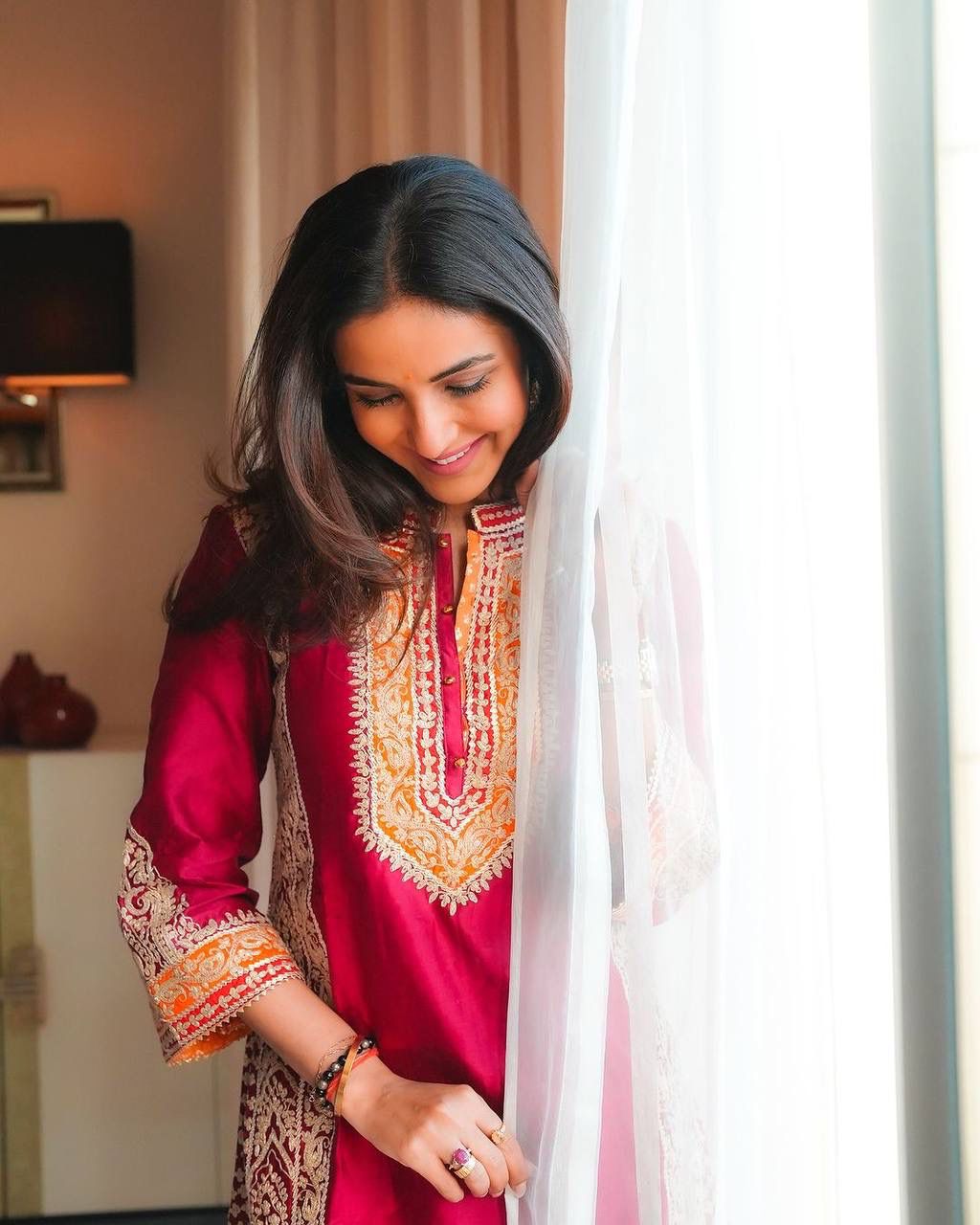 Roman Silk Chine Stitch Work Suit Set