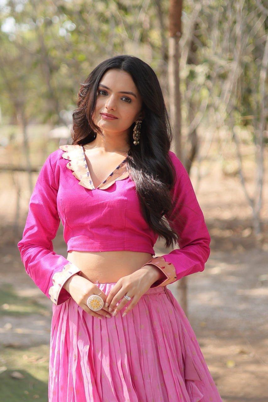 Viscose Semi Stitched Lehenga Set