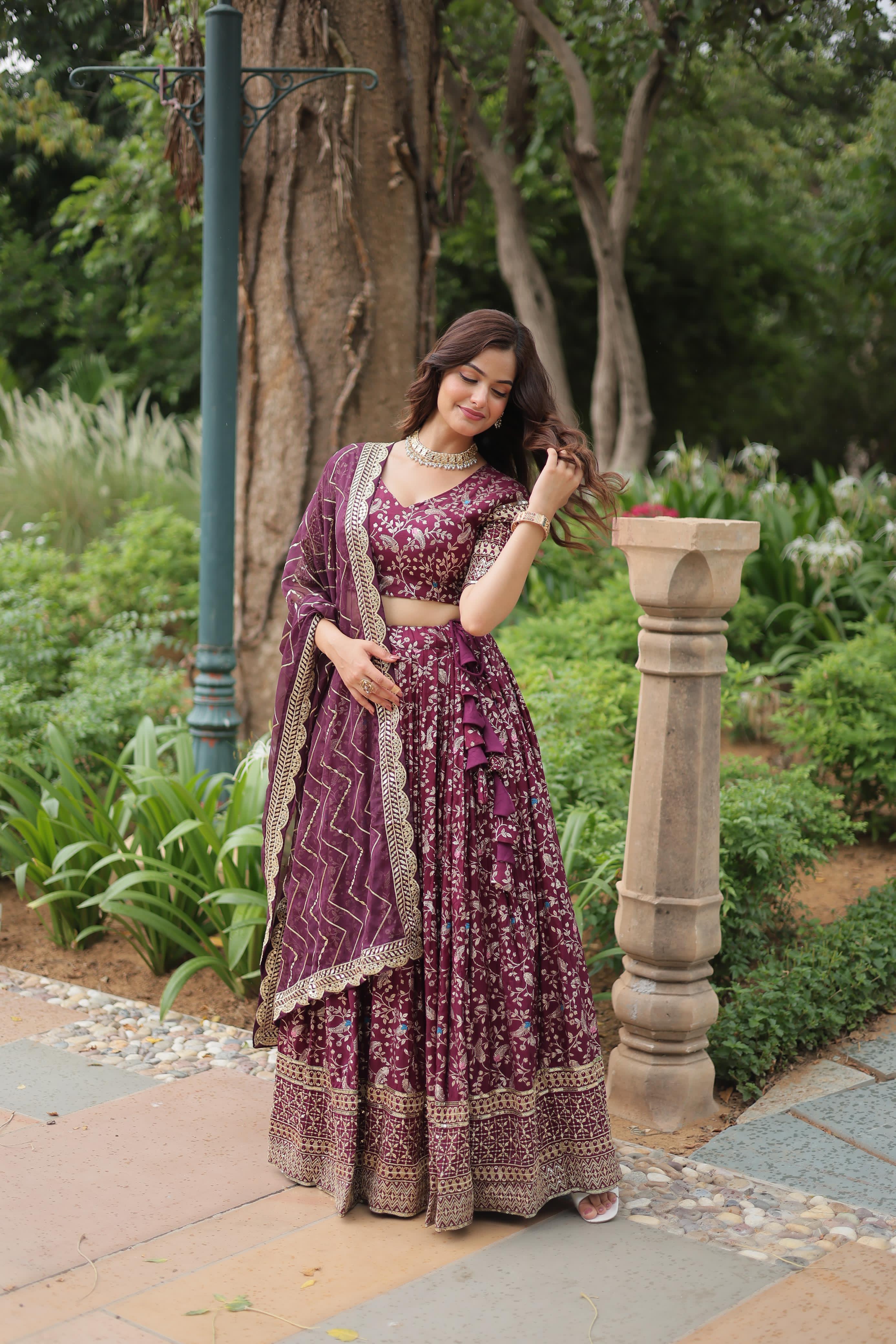Sequin Embroidered Viscose Lehenga Set