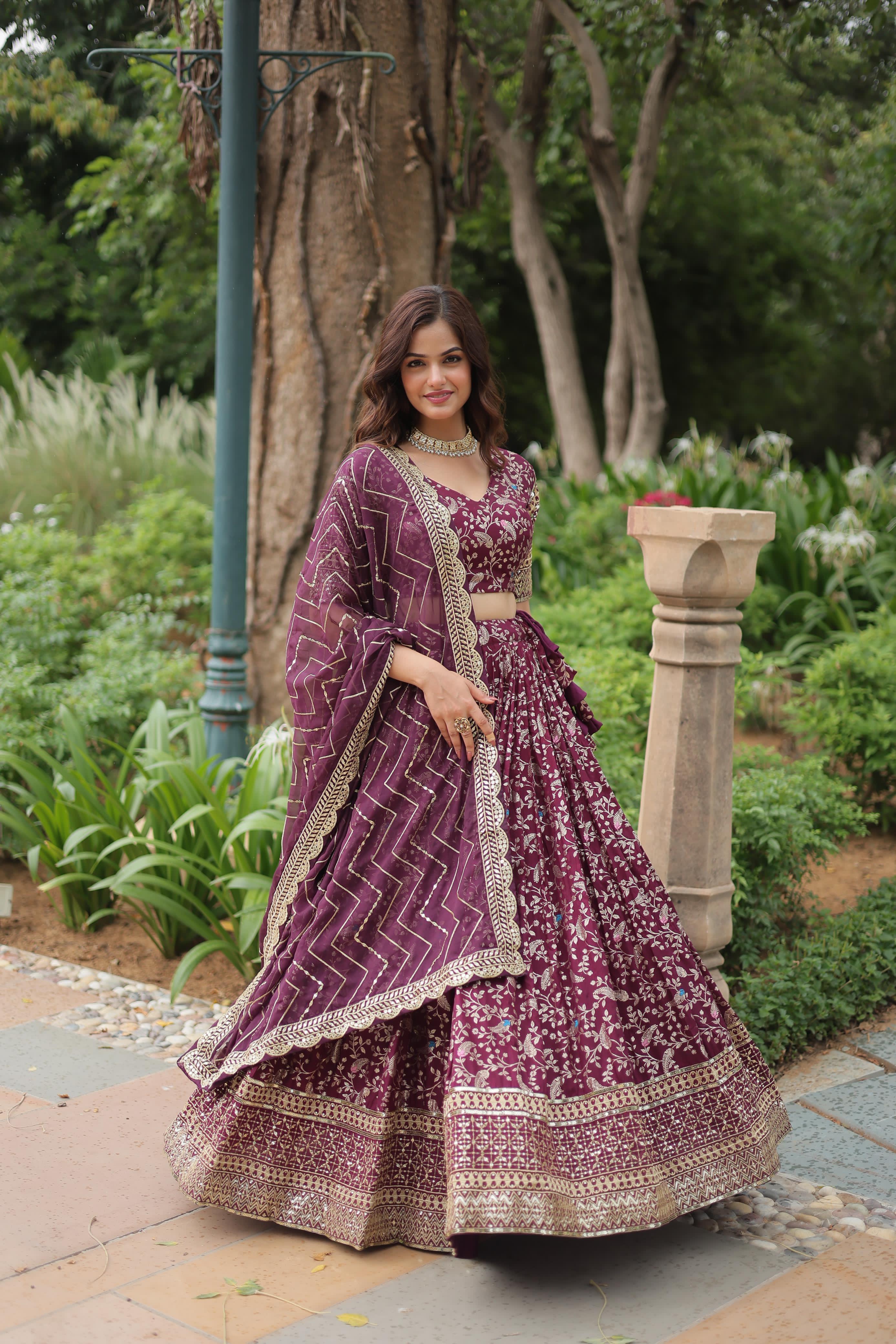 Sequin Embroidered Viscose Lehenga Set