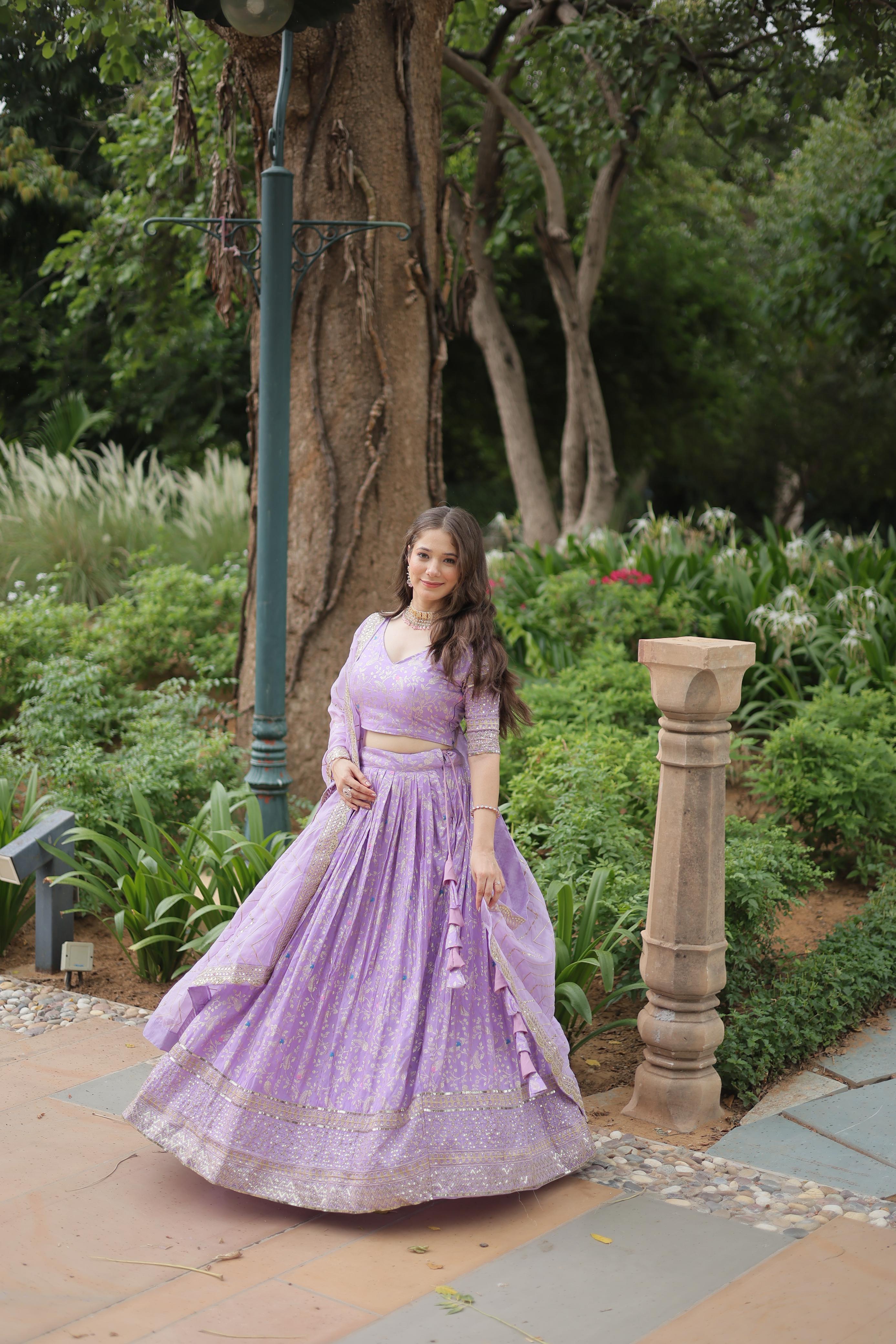 Sequin Embroidered Viscose Lehenga Set