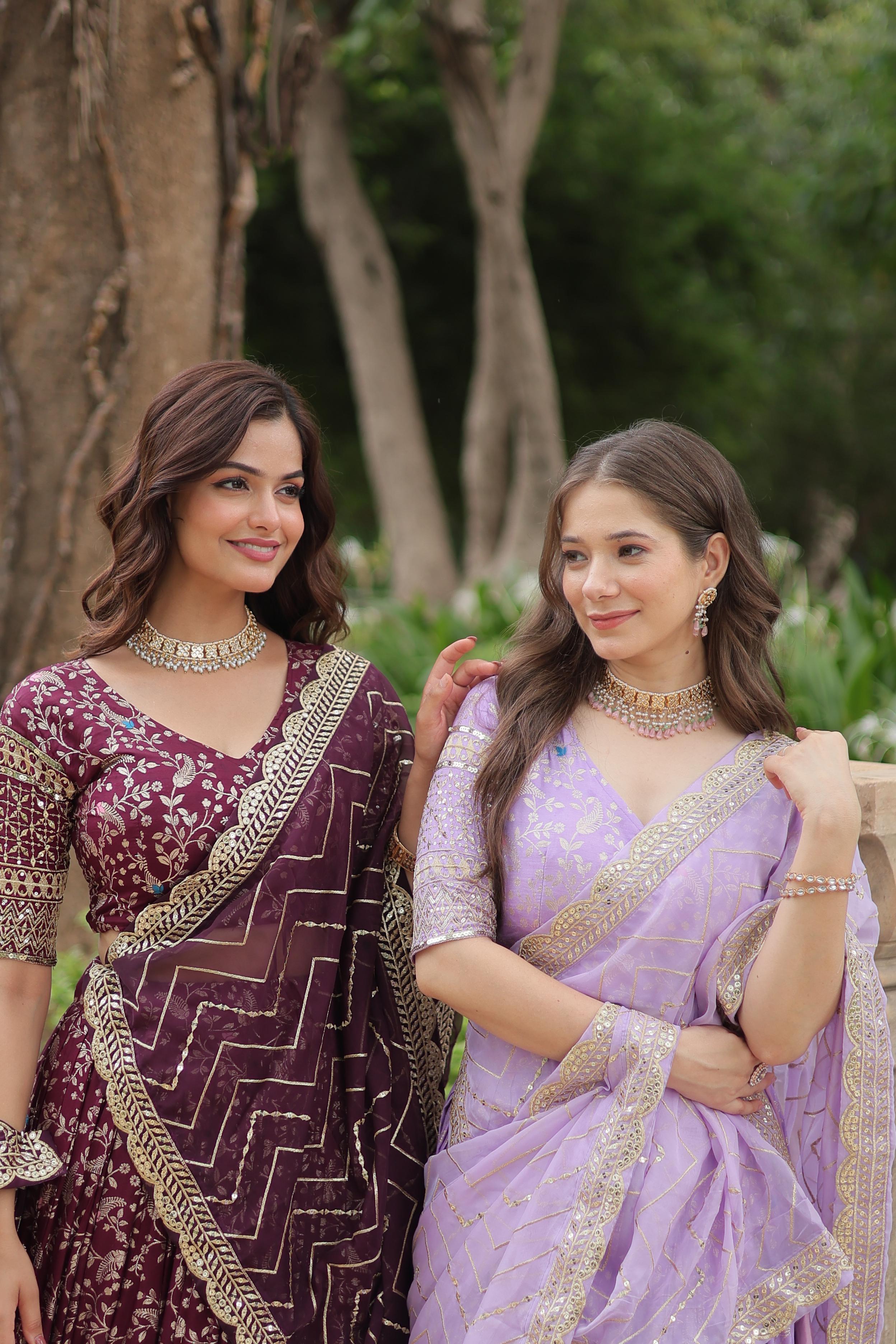 Sequin Embroidered Viscose Lehenga Set