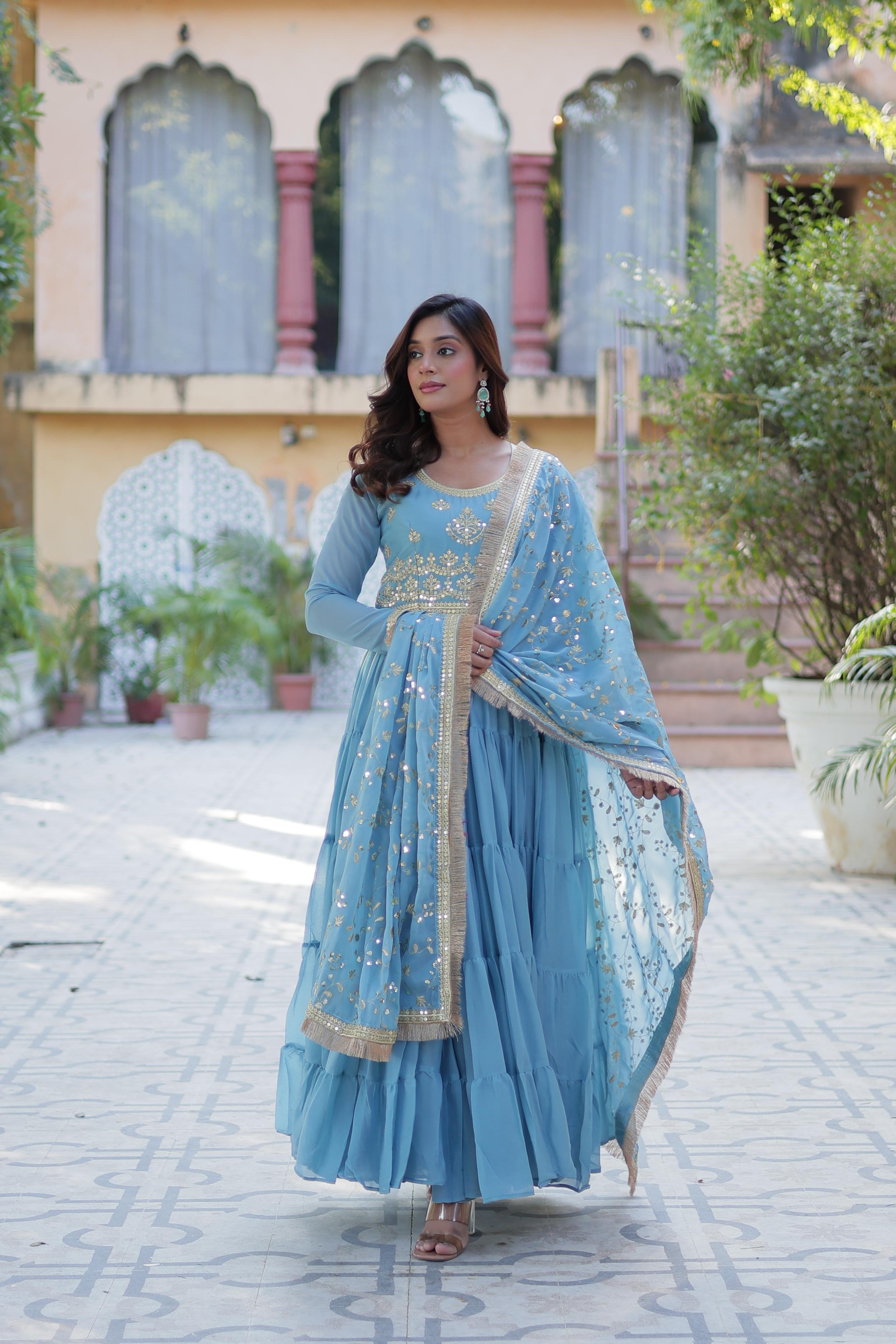 Sequin Embroidery Georgette Anarkali Suit