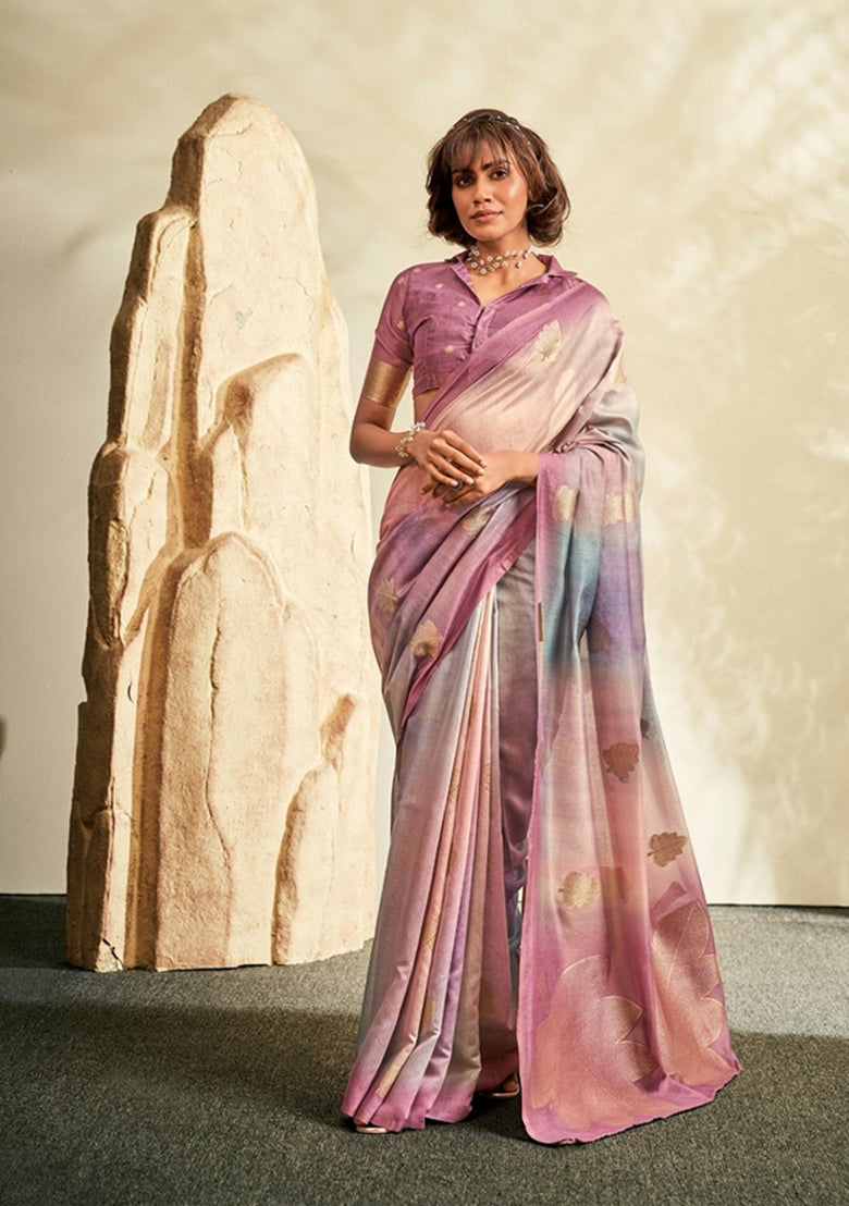 Digital Printed Textured Handloom Khadi Silk Saree