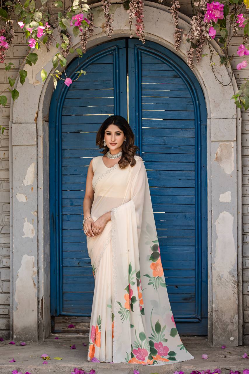 Organza Silk Digital Print Saree