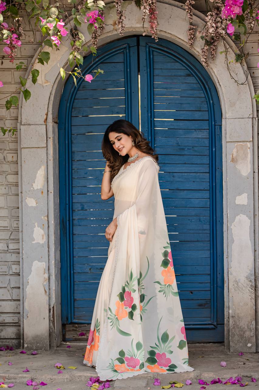 Organza Silk Digital Print Saree