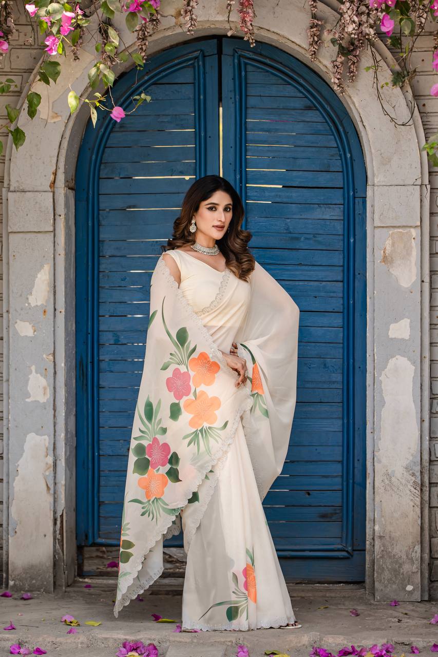 Organza Silk Digital Print Saree