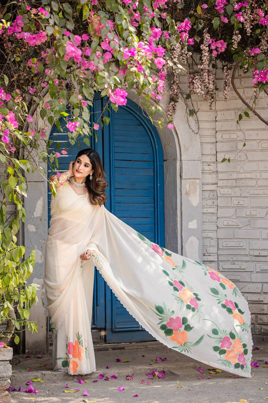 Organza Silk Digital Print Saree