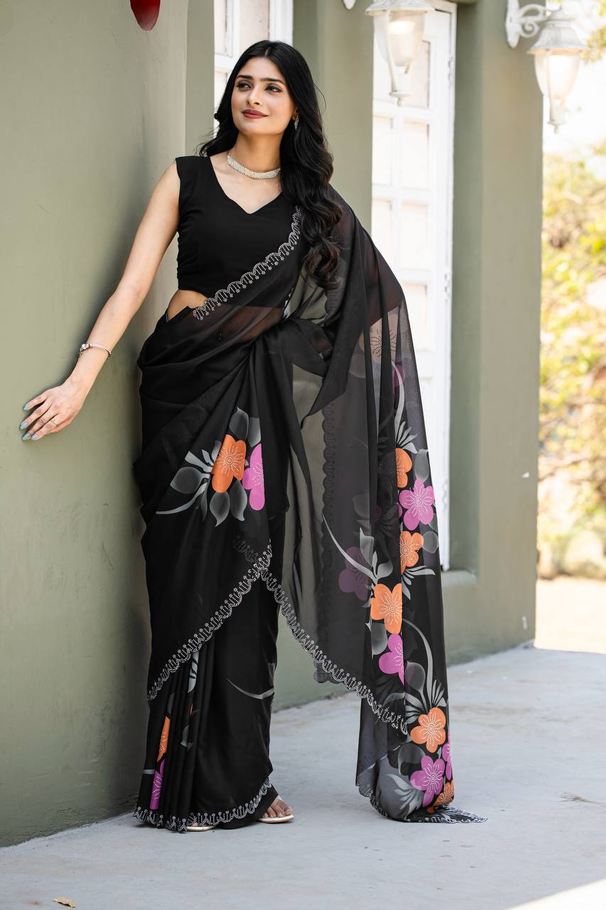 Organza Silk Digital Print Saree