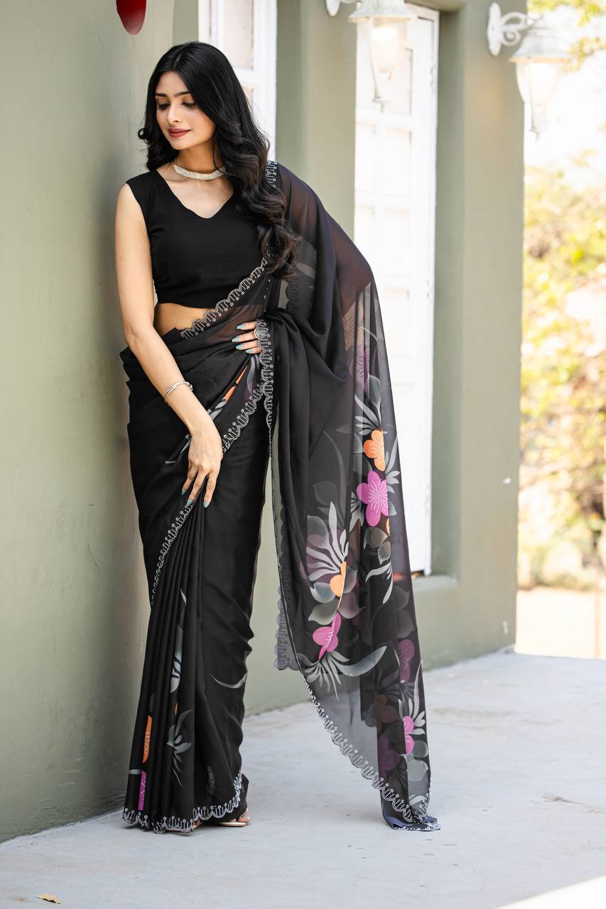 Organza Silk Digital Print Saree