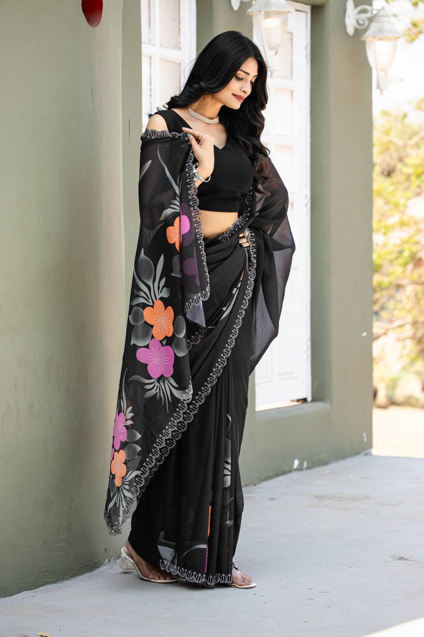 Organza Silk Digital Print Saree