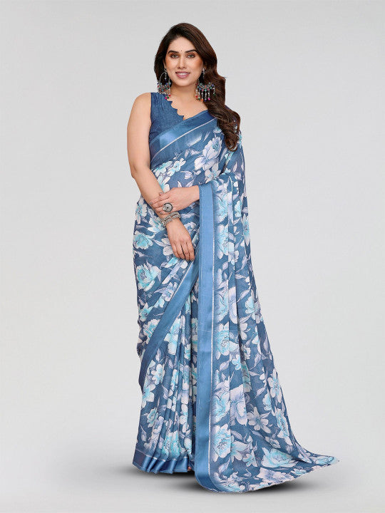Floral Poly Georgette Designer Saree
