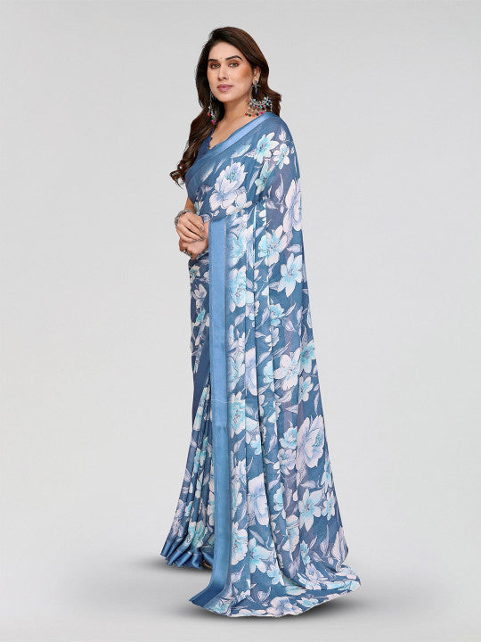 Floral Poly Georgette Designer Saree