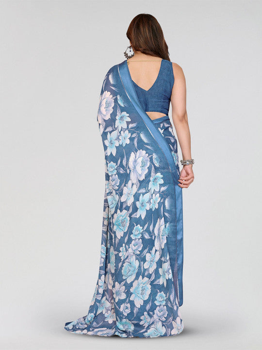 Floral Poly Georgette Designer Saree