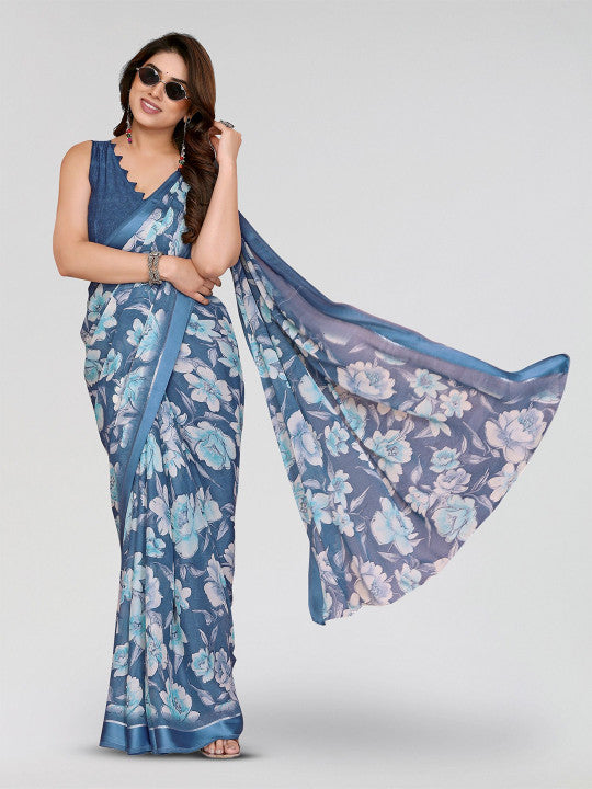 Floral Poly Georgette Designer Saree