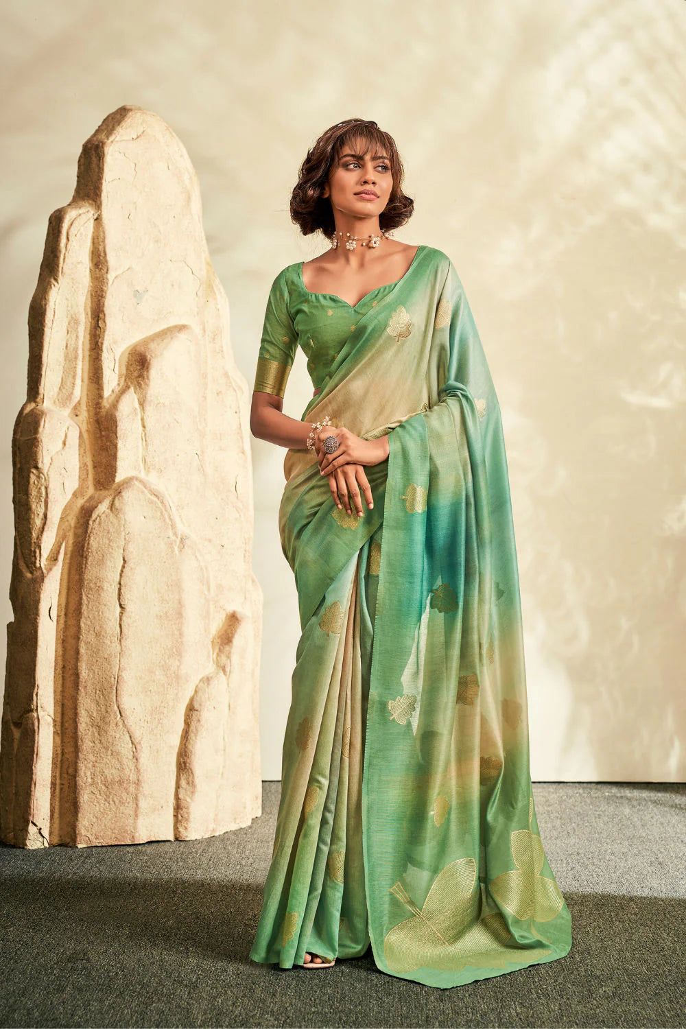Digital Printed Textured Handloom Khadi Silk Saree