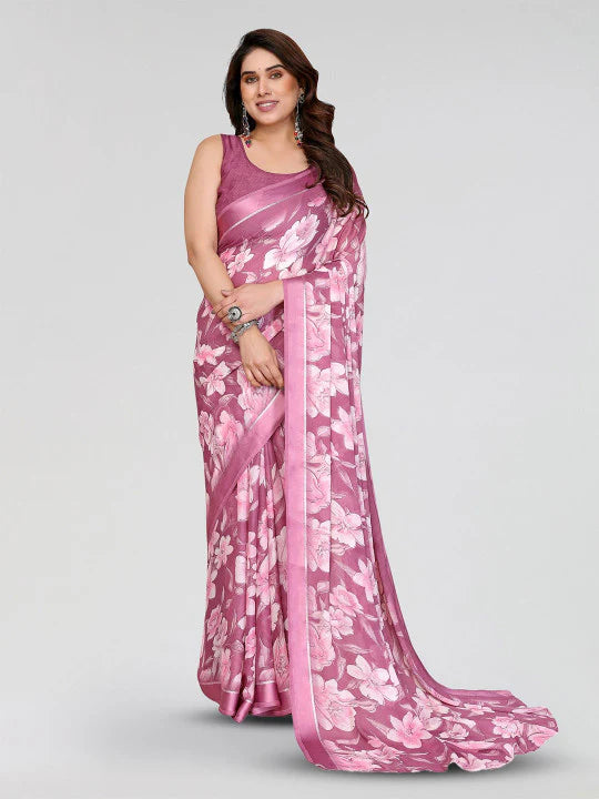 Floral Poly Georgette Designer Saree
