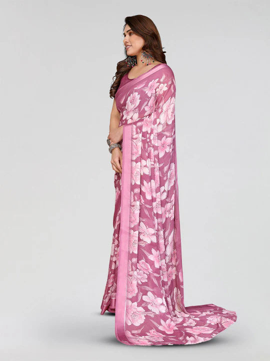 Floral Poly Georgette Designer Saree