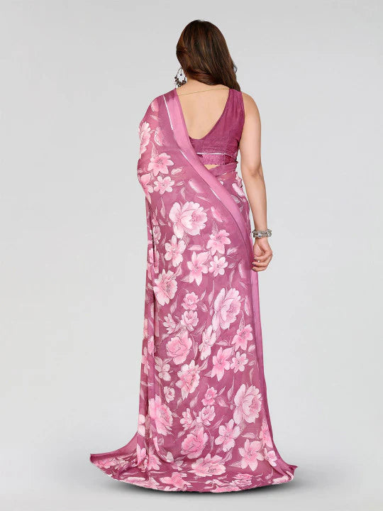 Floral Poly Georgette Designer Saree