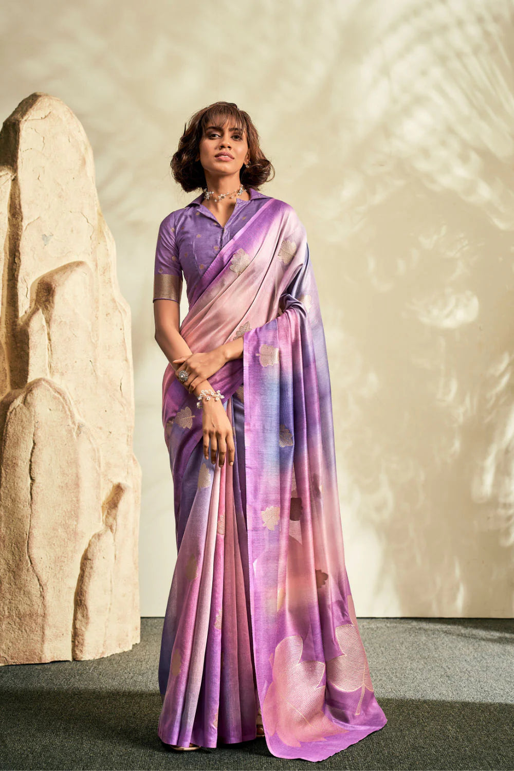 Digital Printed Textured Handloom Khadi Silk Saree