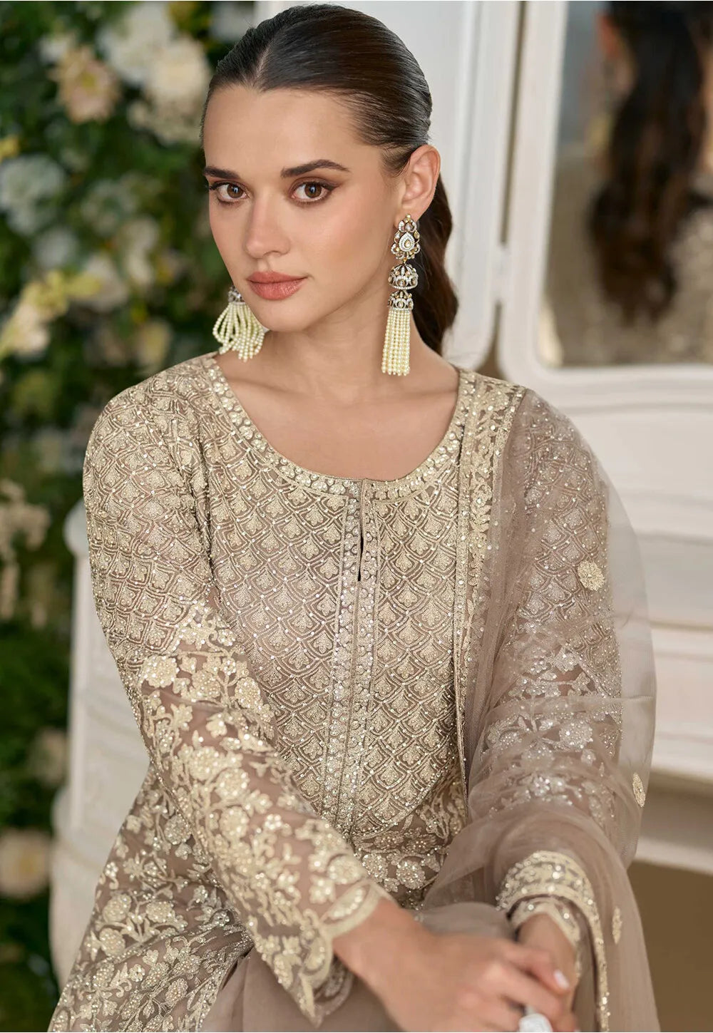 Hand Embroidered Net Suit