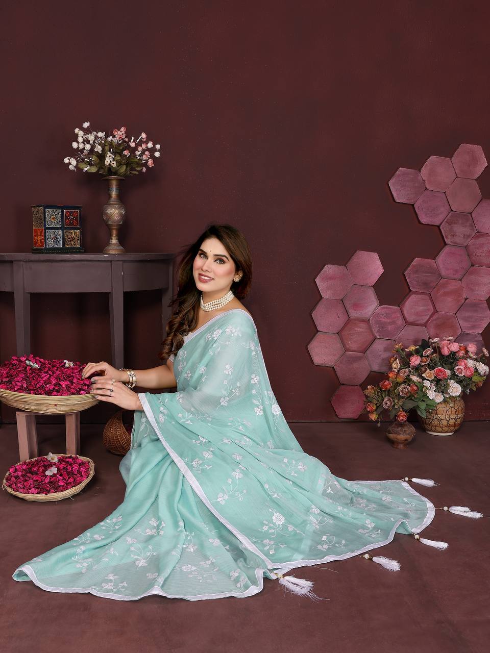 Embroidered Bollywood Chiffon Saree