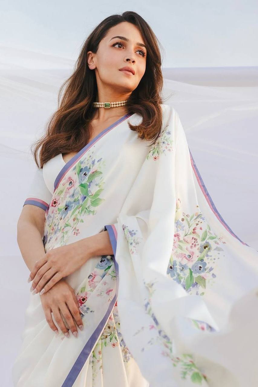 Plain White Cotton Saree
