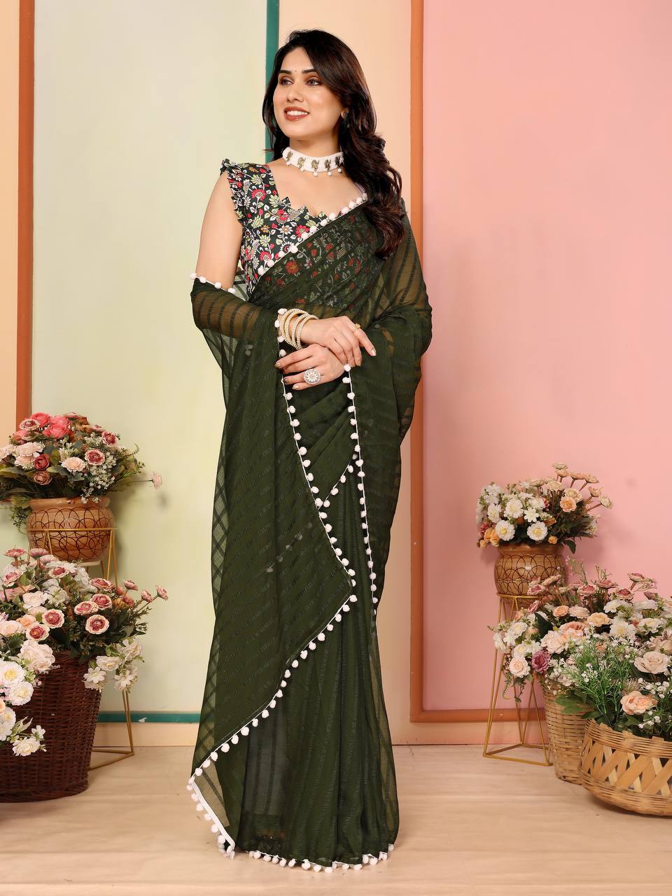 Women's Georgette Patta Silk Saree