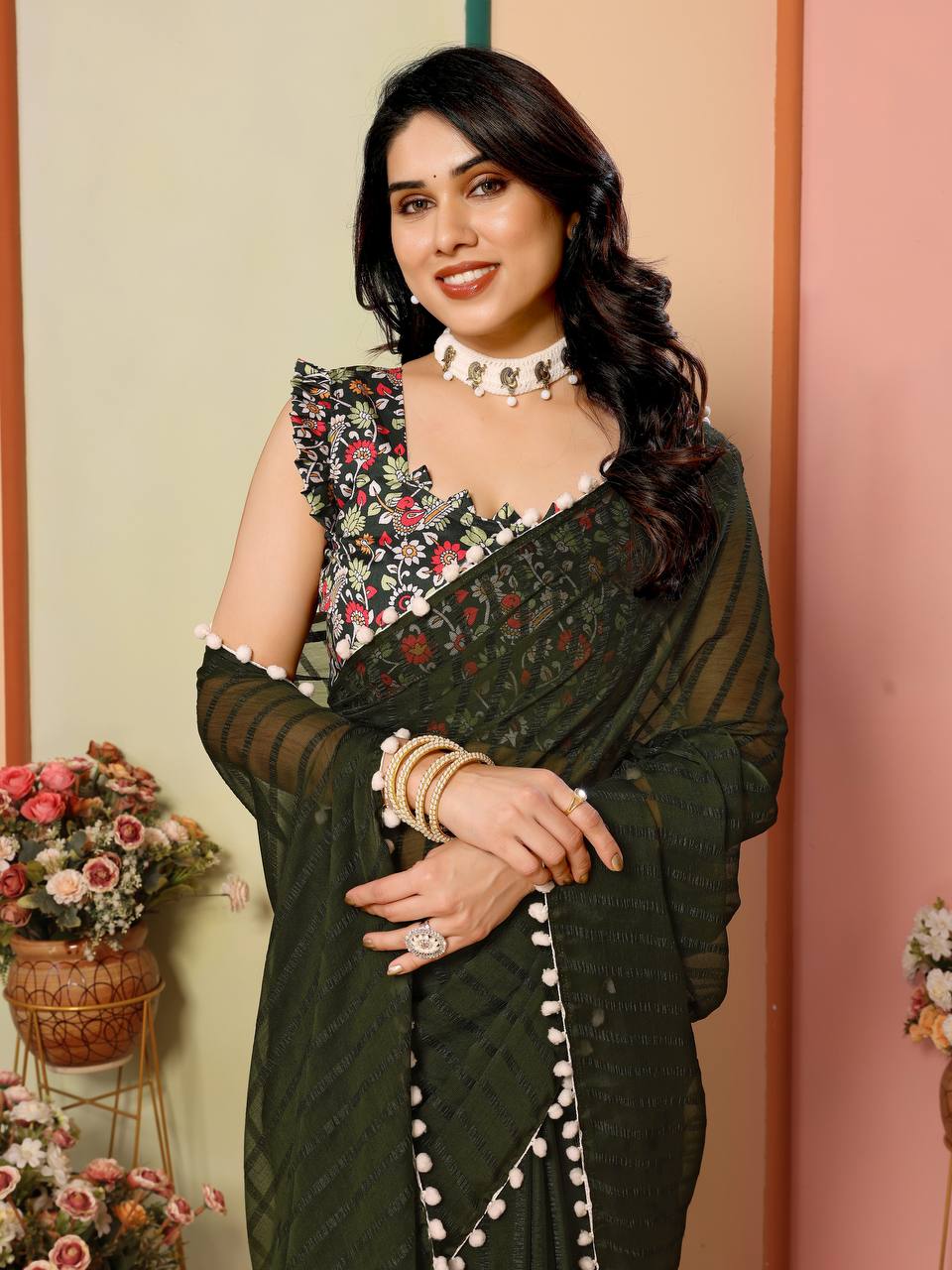 Women's Georgette Patta Silk Saree