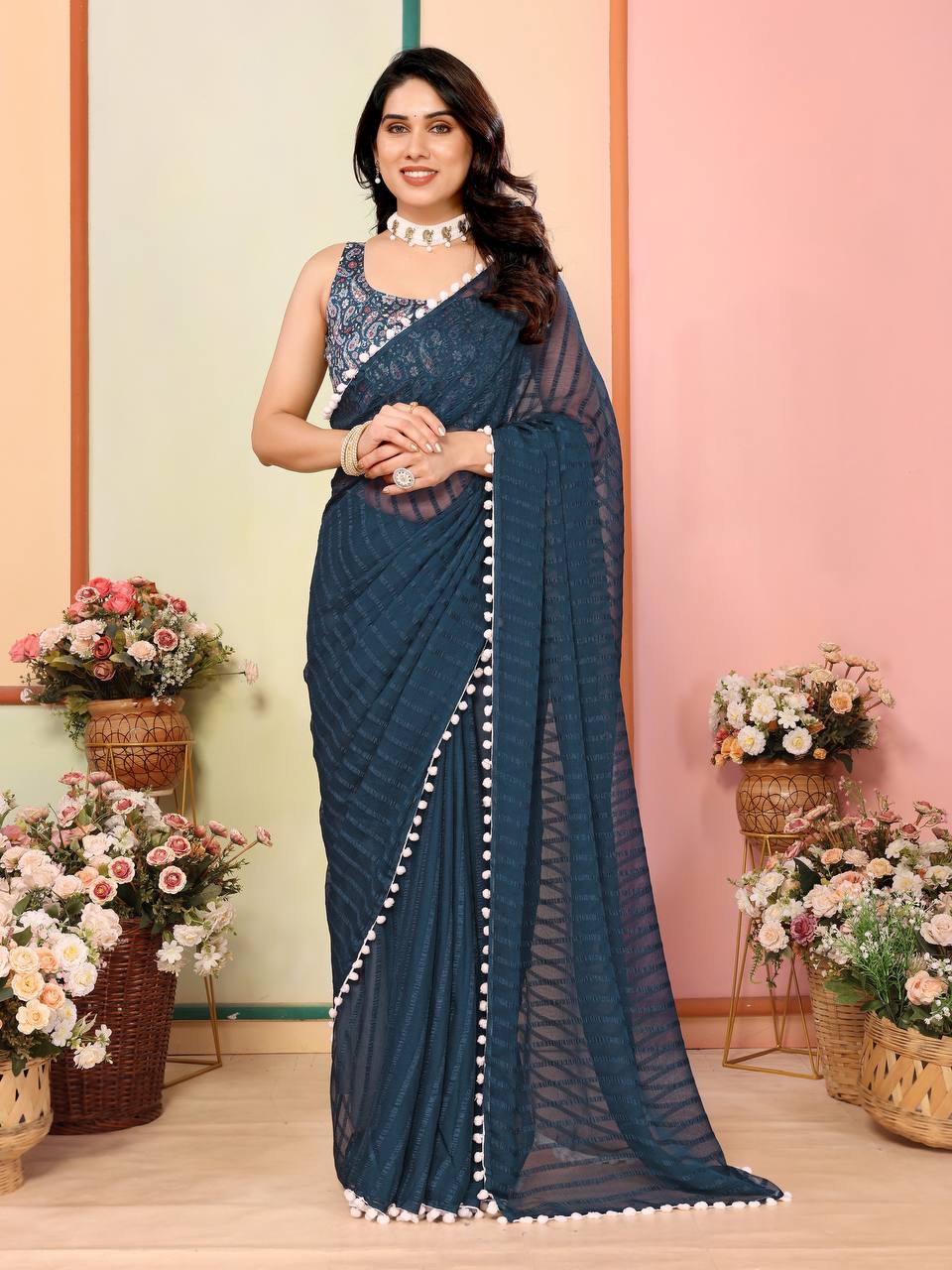 Women's Georgette Patta Silk Saree