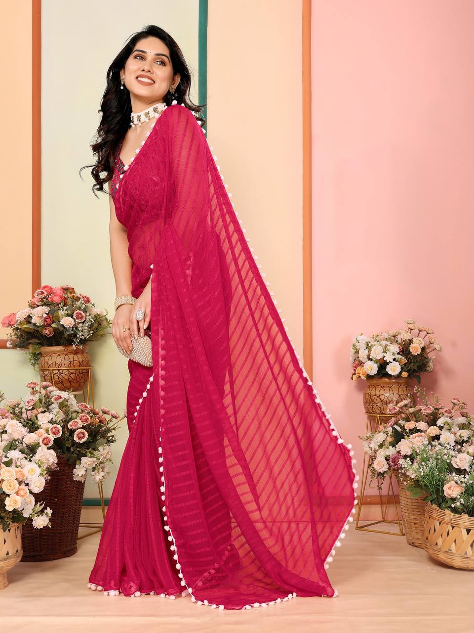 Women's Georgette Patta Silk Saree