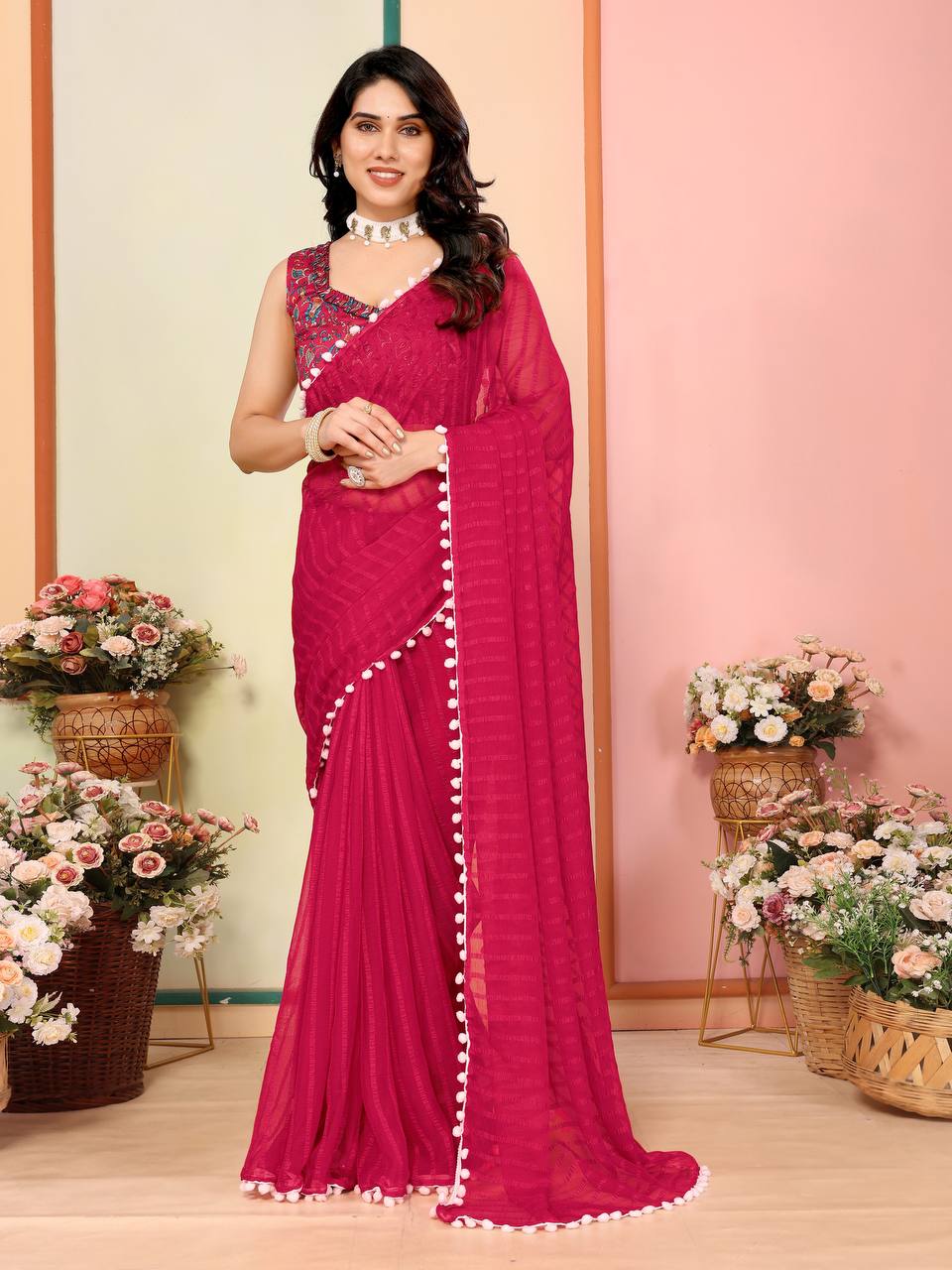 Women's Georgette Patta Silk Saree