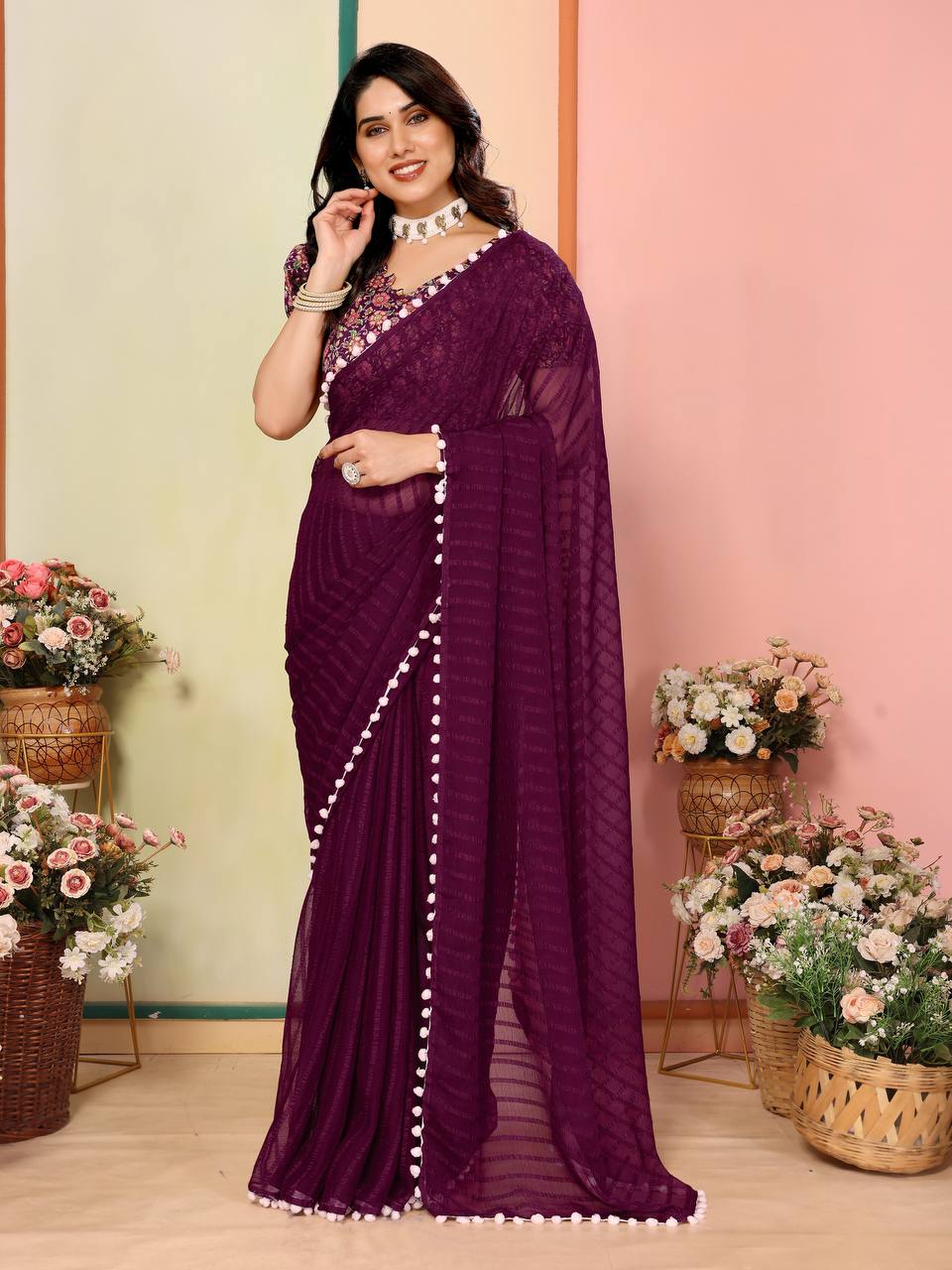 Women's Georgette Patta Silk Saree