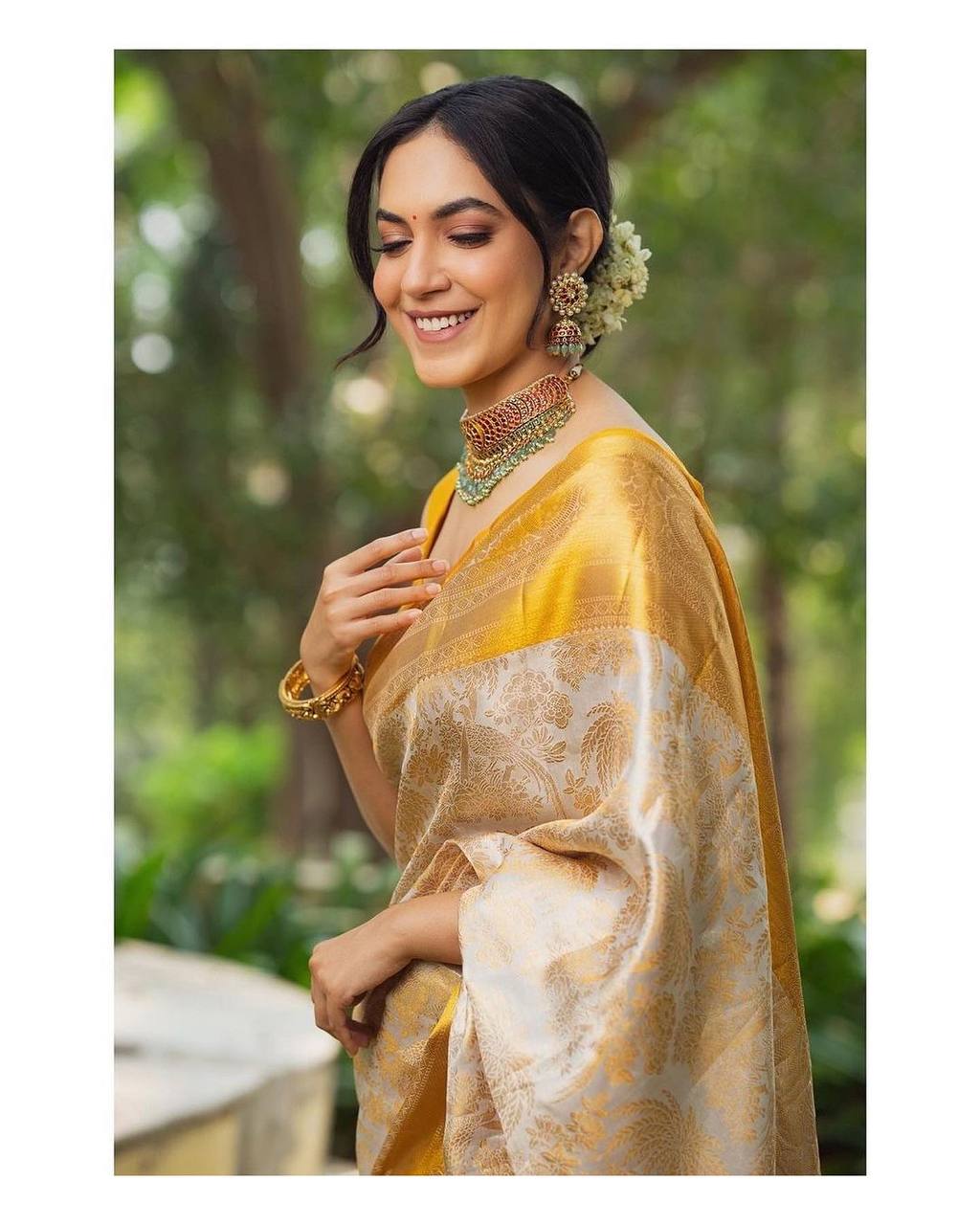 Designer Yellow Jacquard Saree