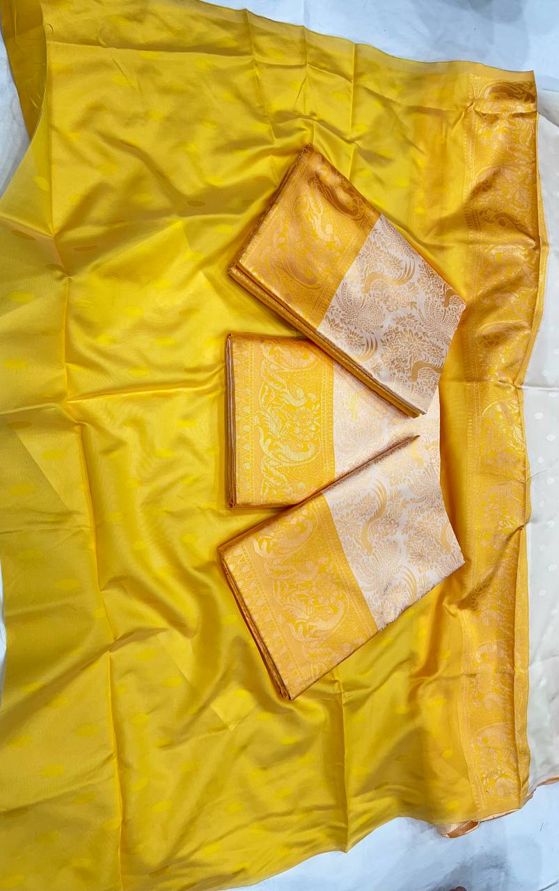 Designer Yellow Jacquard Saree