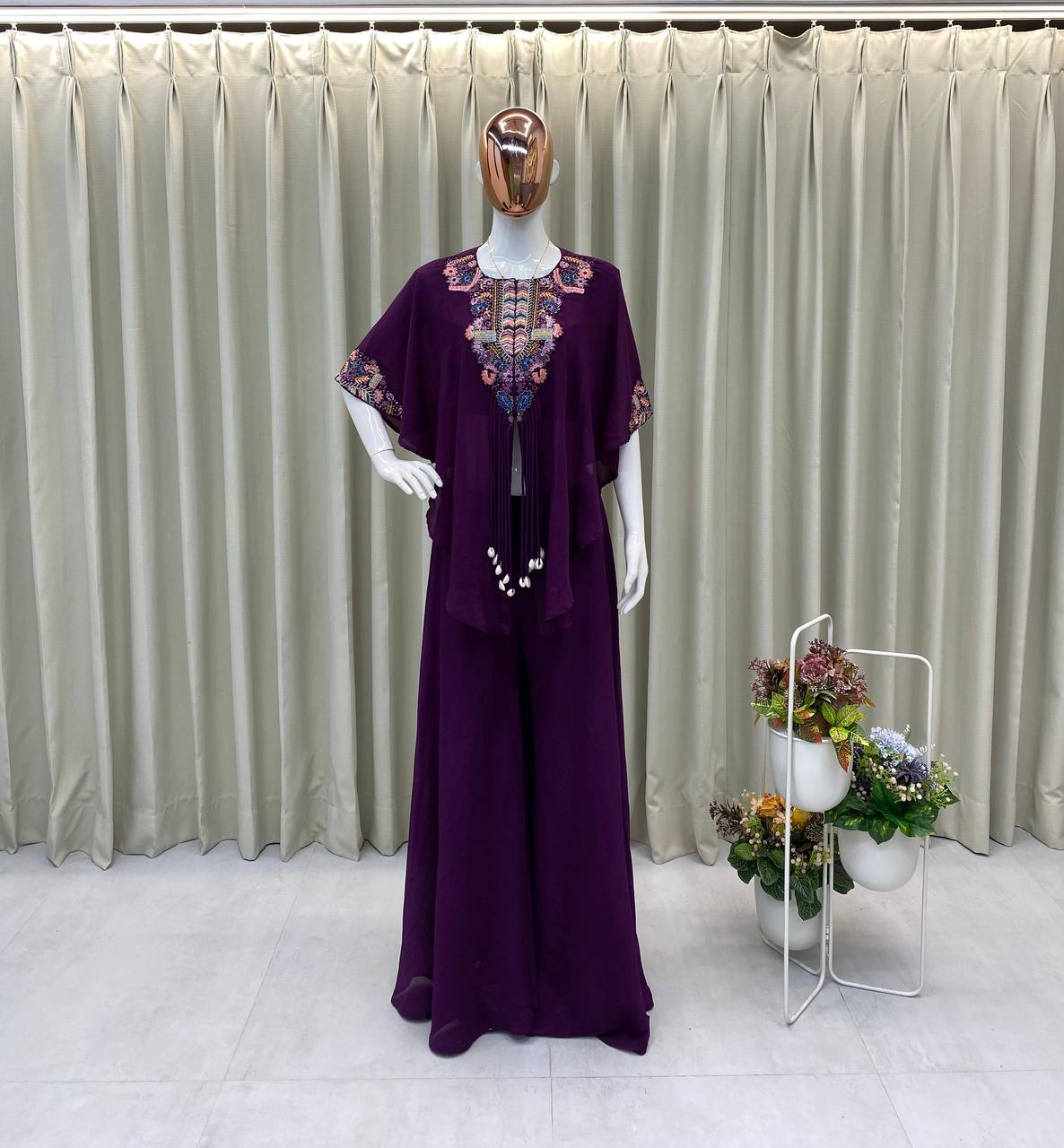 Teal Chinon Sequence Salwar Suit