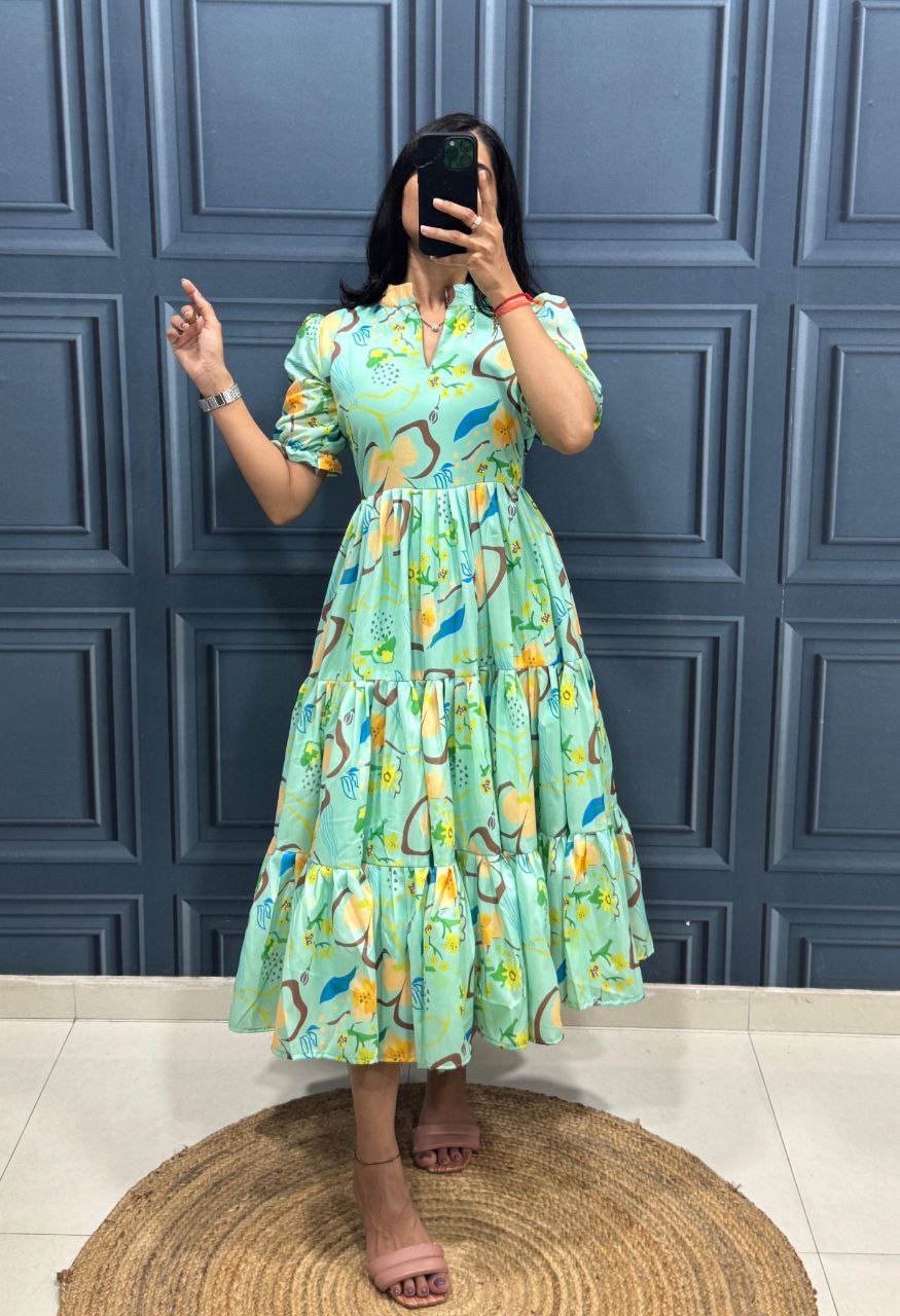 Stylish Anime Flower Print Work Pattern Kurti