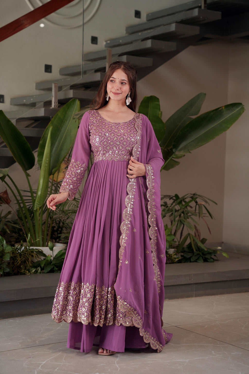 Heavy Faux Georgette Designer Party Wear Anarkali Gown