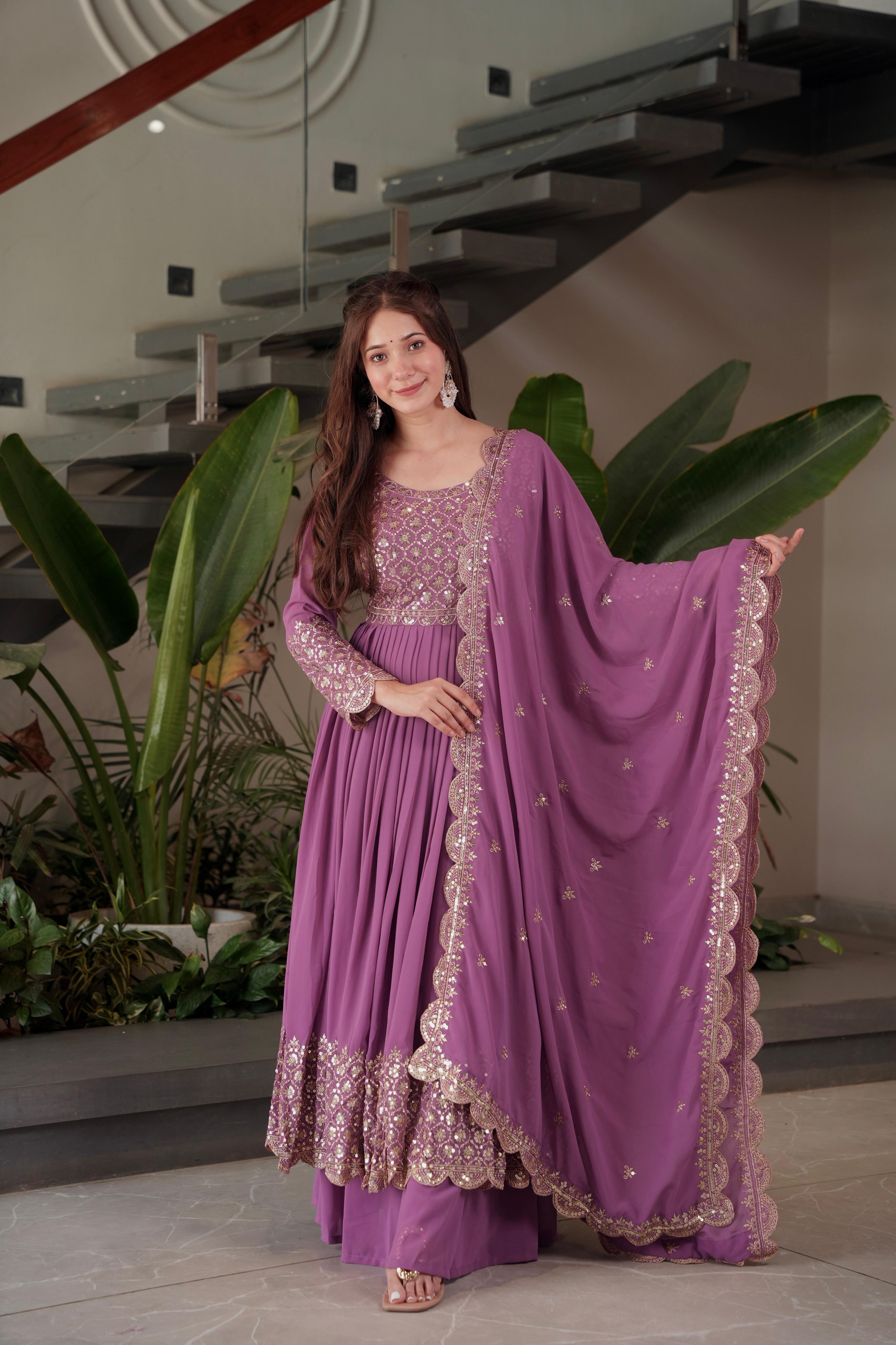 Heavy Faux Georgette Designer Party Wear Anarkali Gown