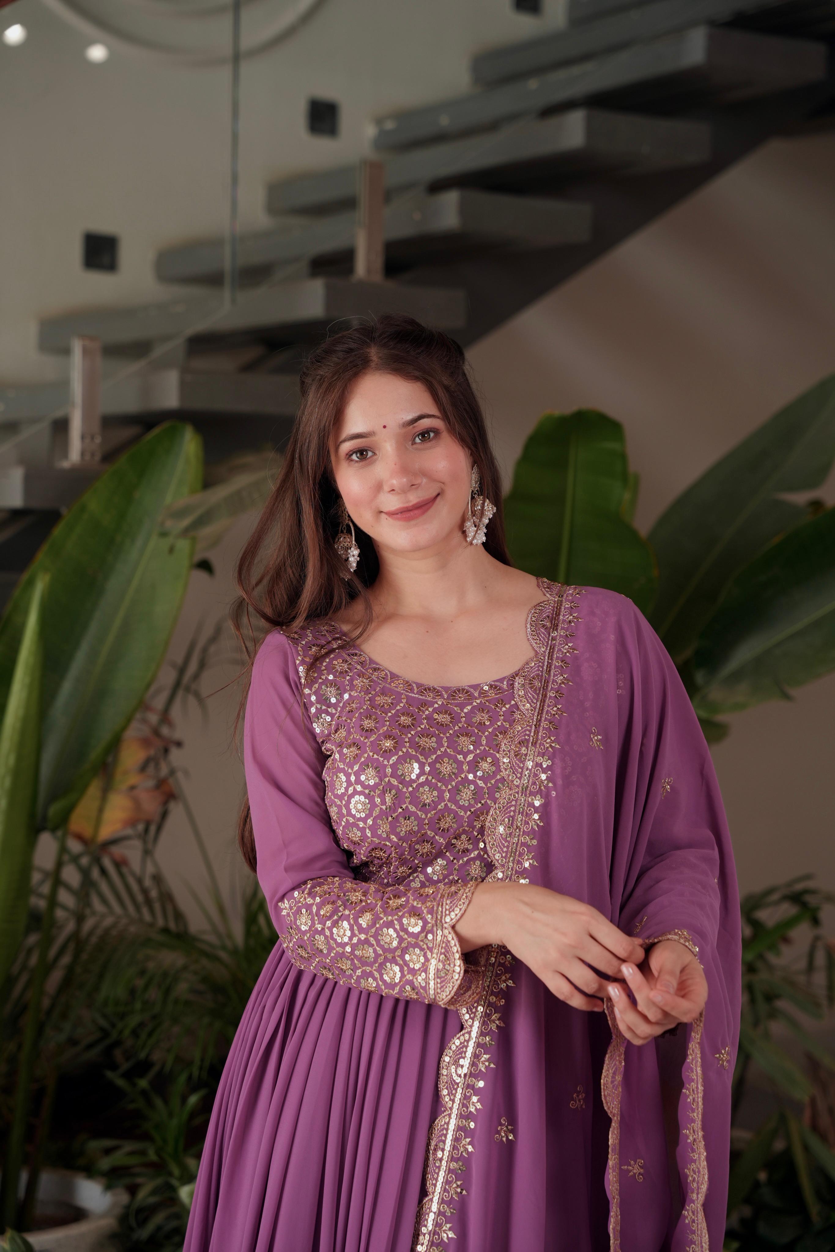 Heavy Faux Georgette Designer Party Wear Anarkali Gown
