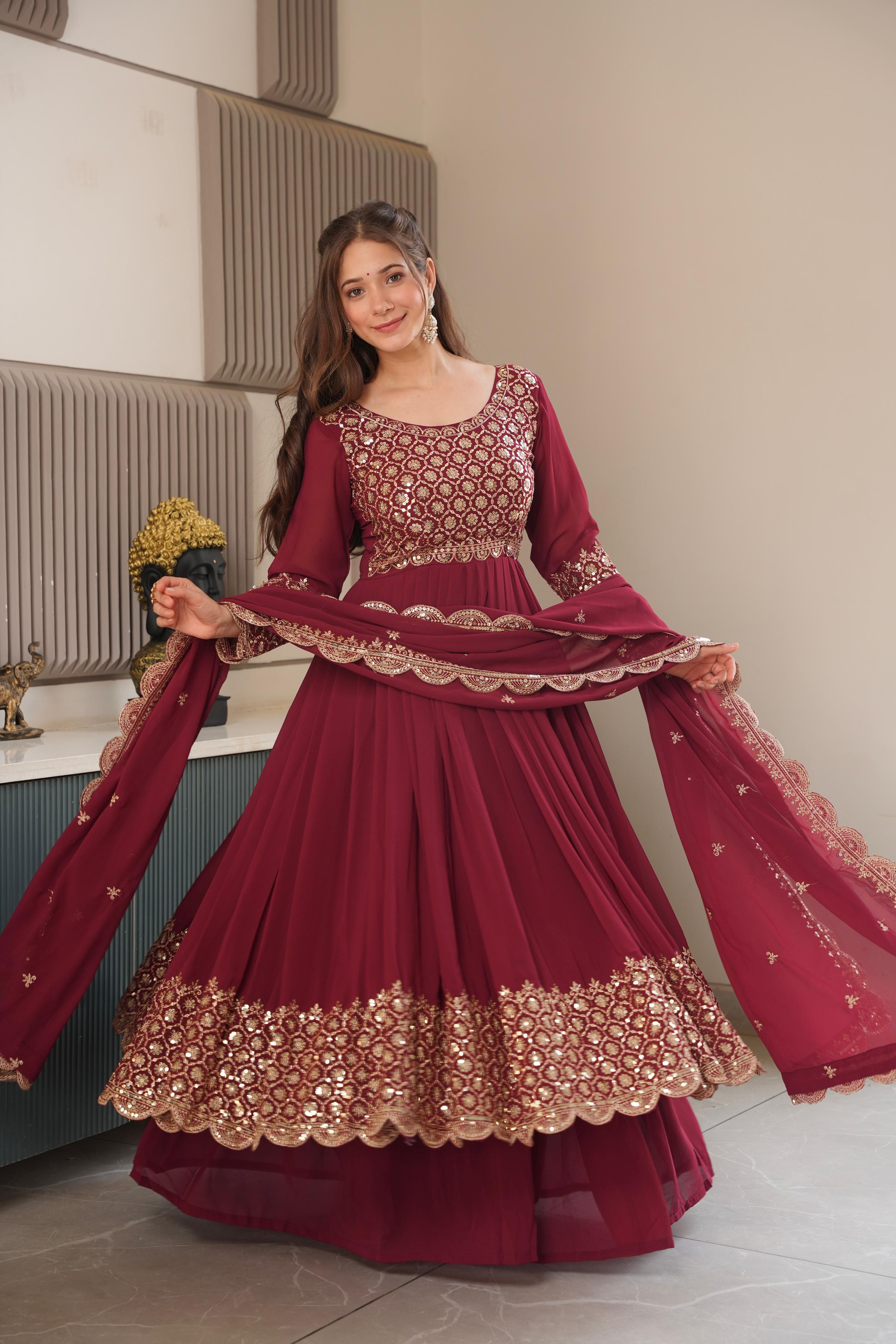 Heavy Faux Georgette Designer Party Wear Anarkali Gown