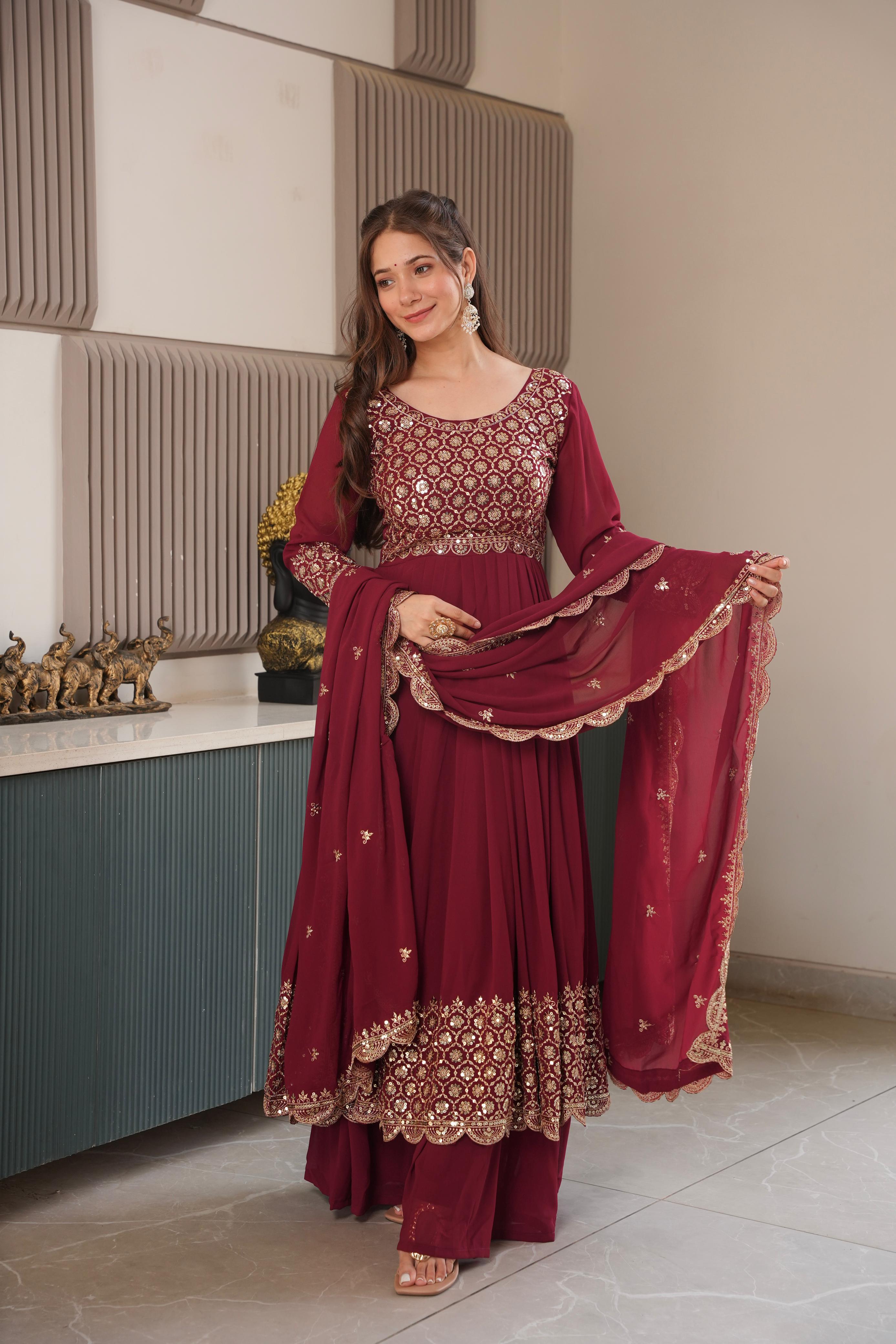 Heavy Faux Georgette Designer Party Wear Anarkali Gown
