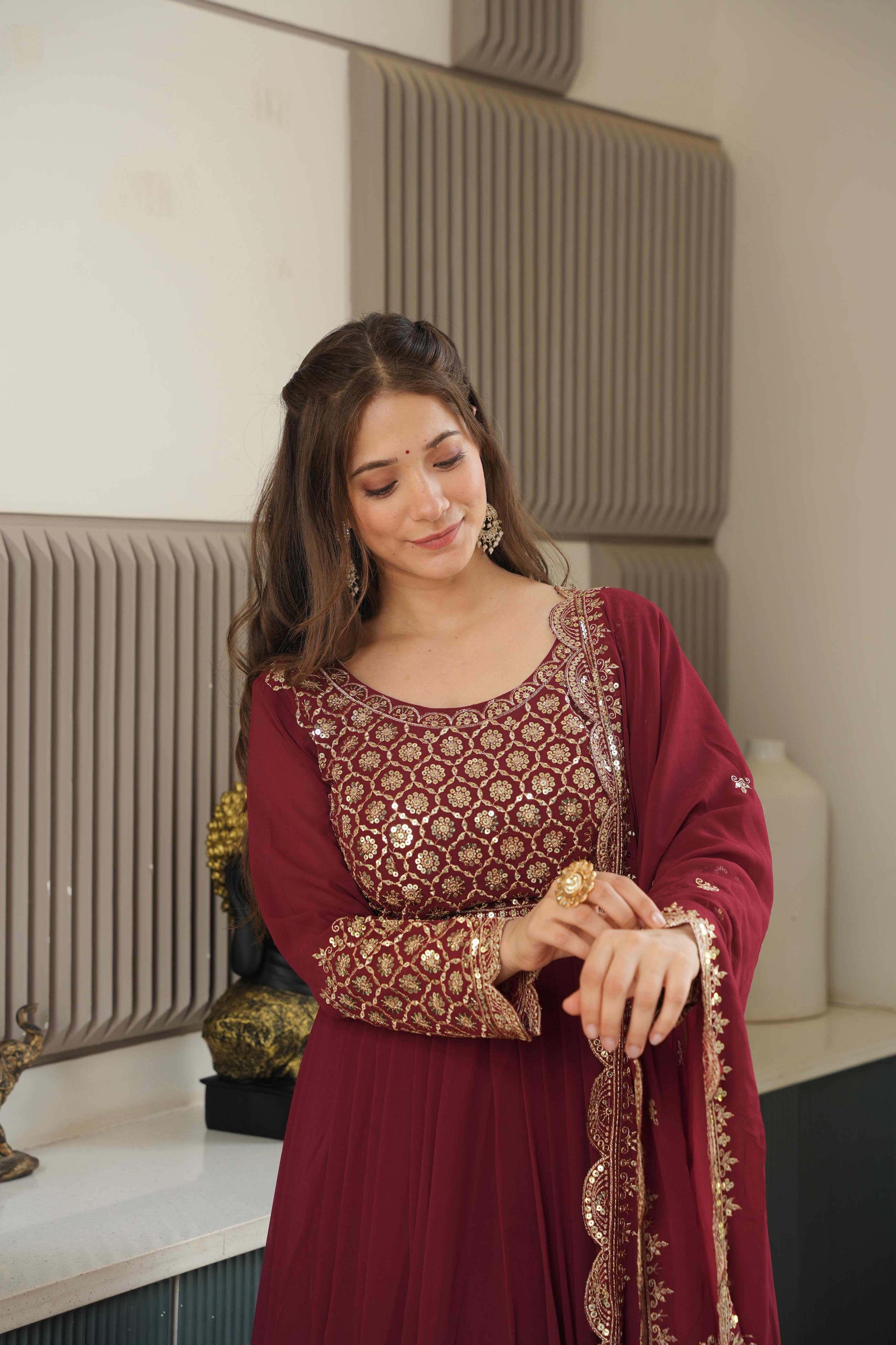 Heavy Faux Georgette Designer Party Wear Anarkali Gown