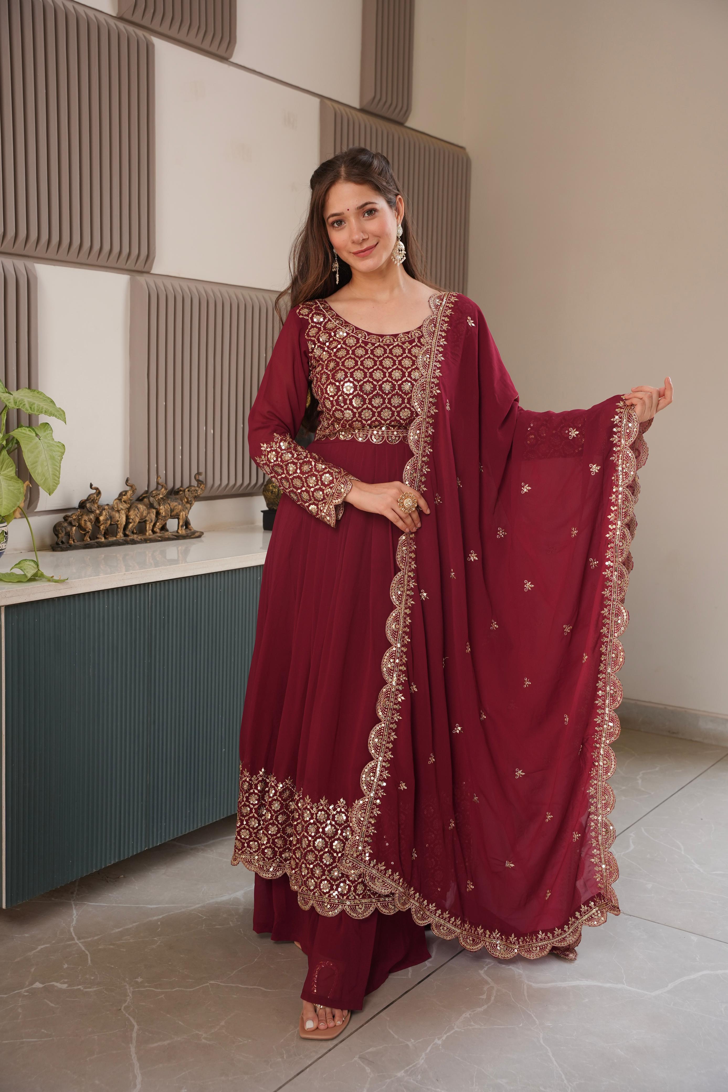 Heavy Faux Georgette Designer Party Wear Anarkali Gown